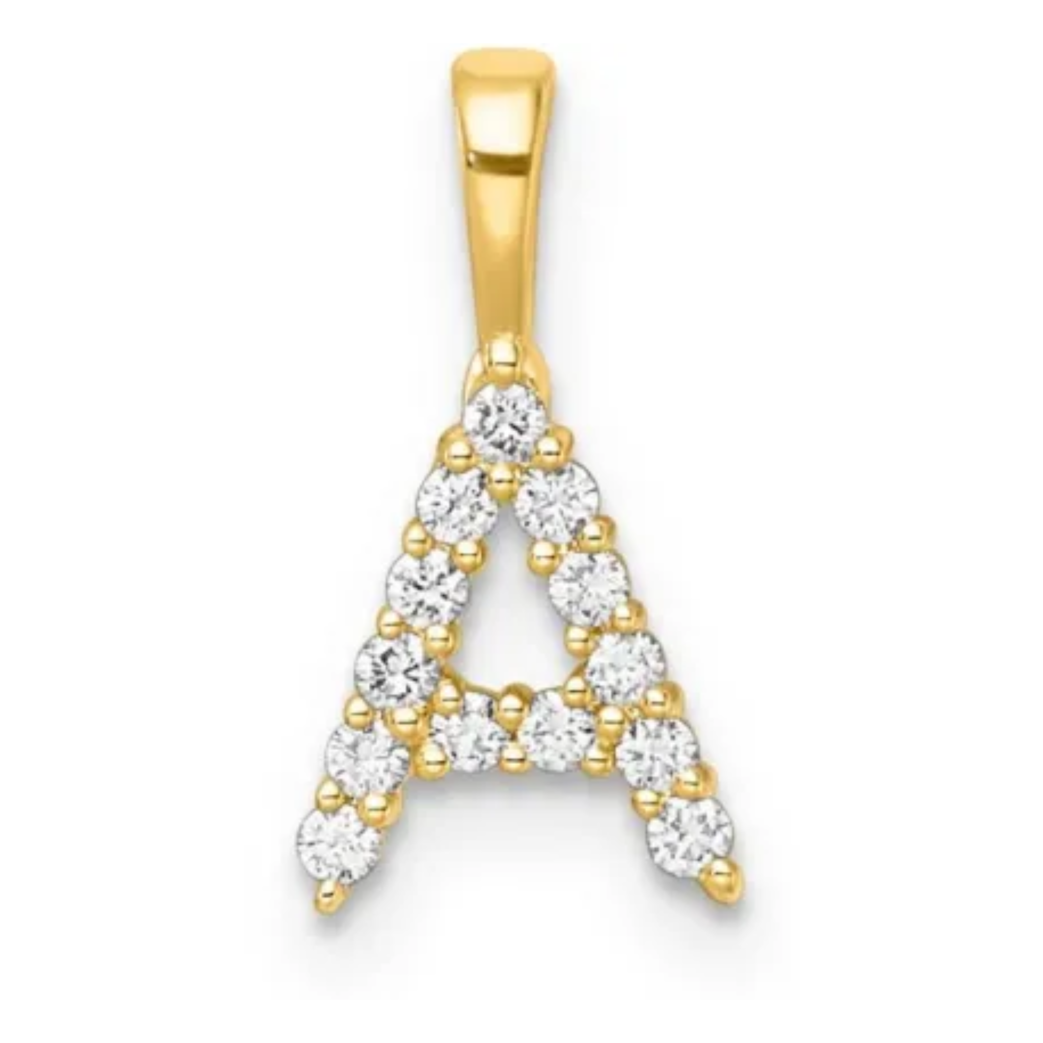 9CT YELLOW GOLD LAB DIAMOND LETTER 'A' PENDANT