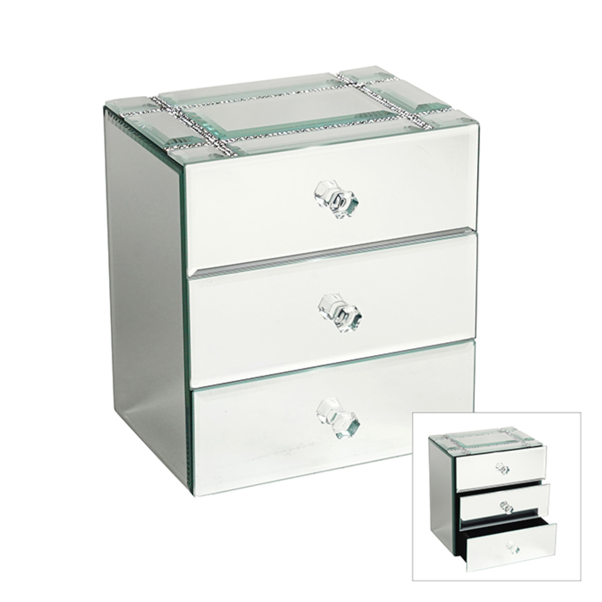 ANGORA SILVER MIRROR RECTANGLE CHEST NARROW