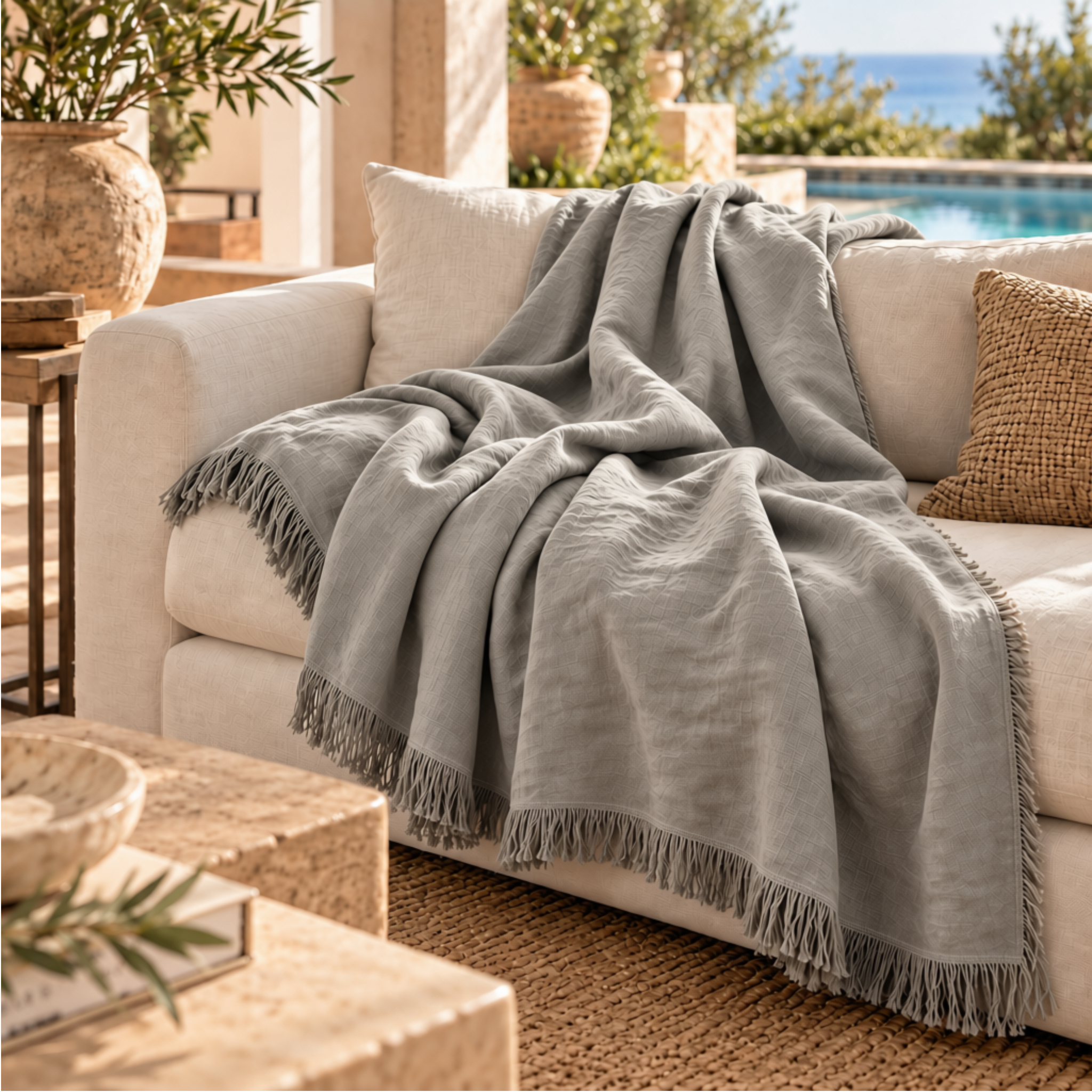 COVE NEW ZEALAND LINEN THROW BLANKET - CLAY