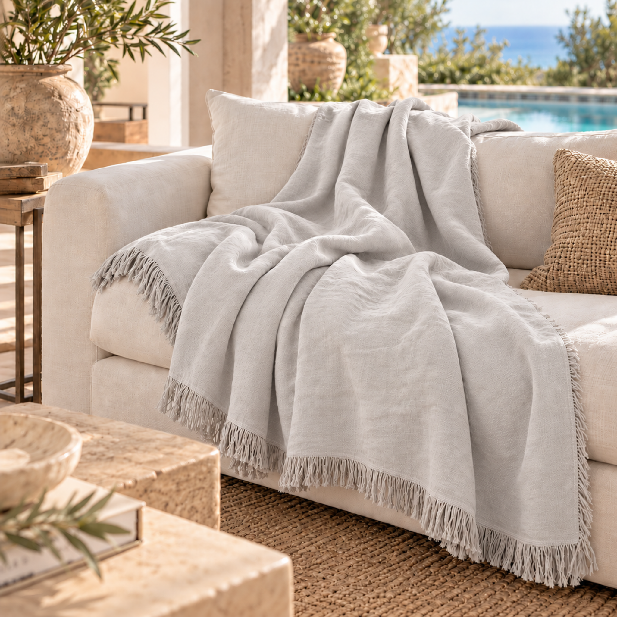 COVE NEW ZEALAND LINEN THROW BLANKET - SAND