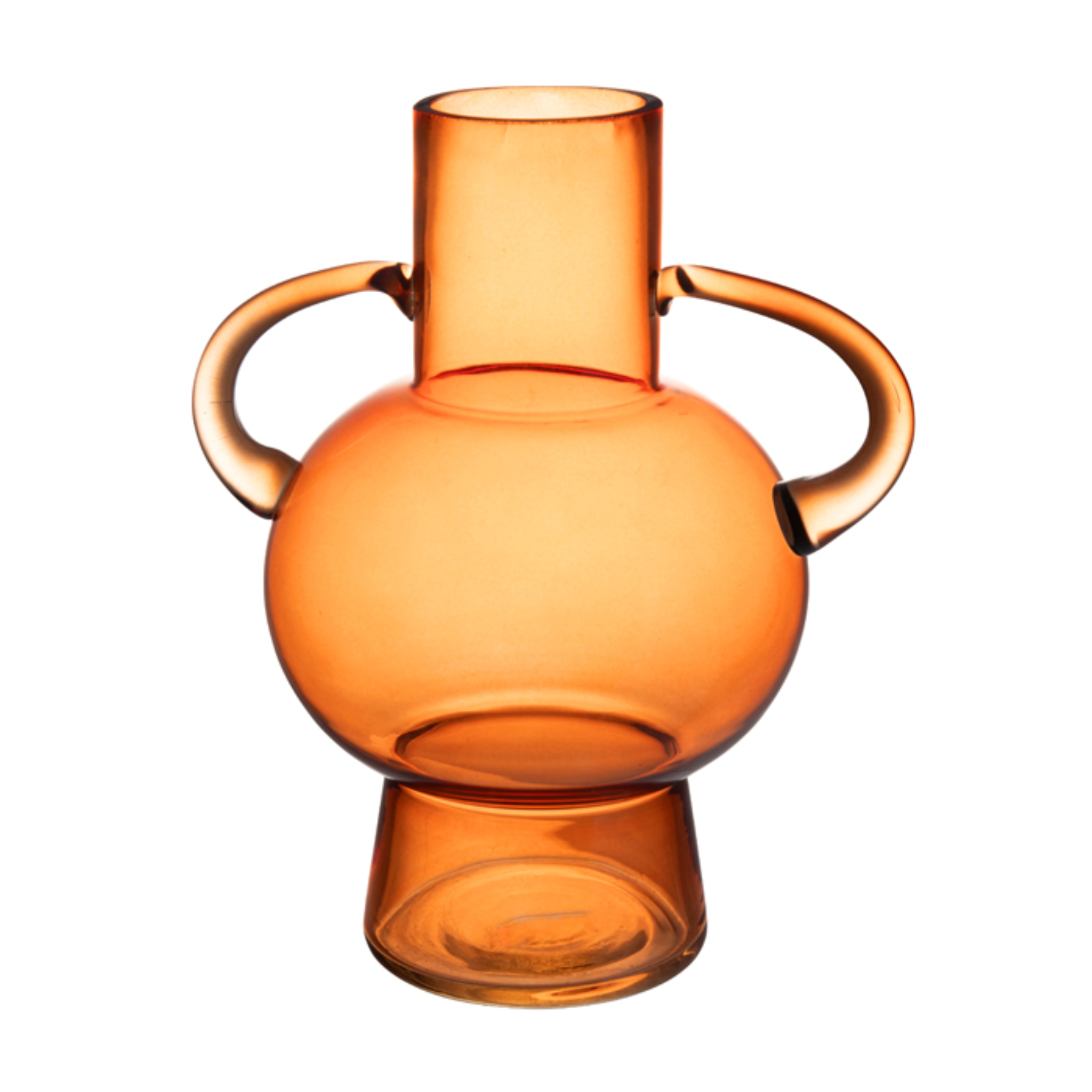 OMBRE GLASS AMBER TWIN HANDLED VASE