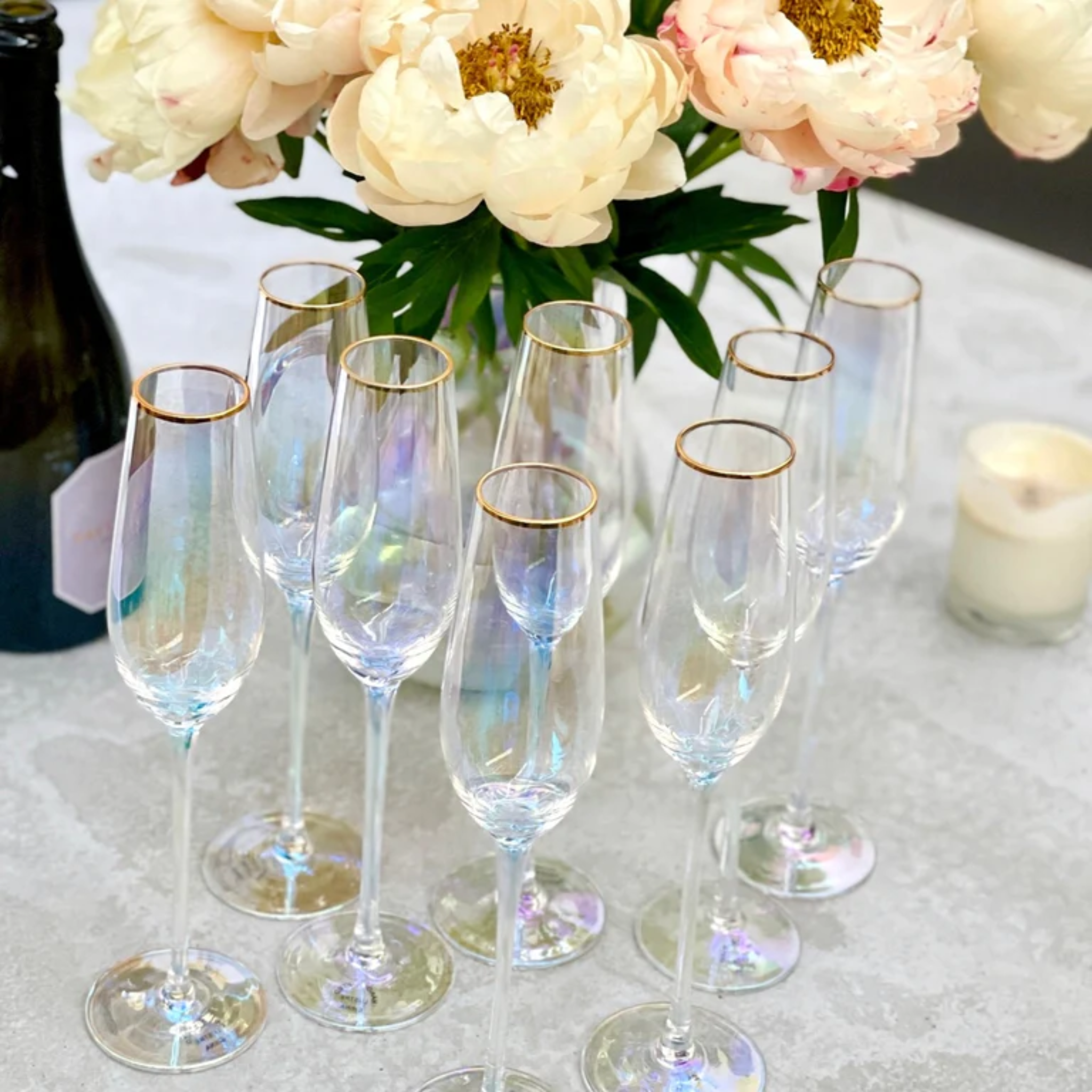 CRYSTAL CHAMPAGNE FLUTE (SET 4) - PEARL LUSTRE