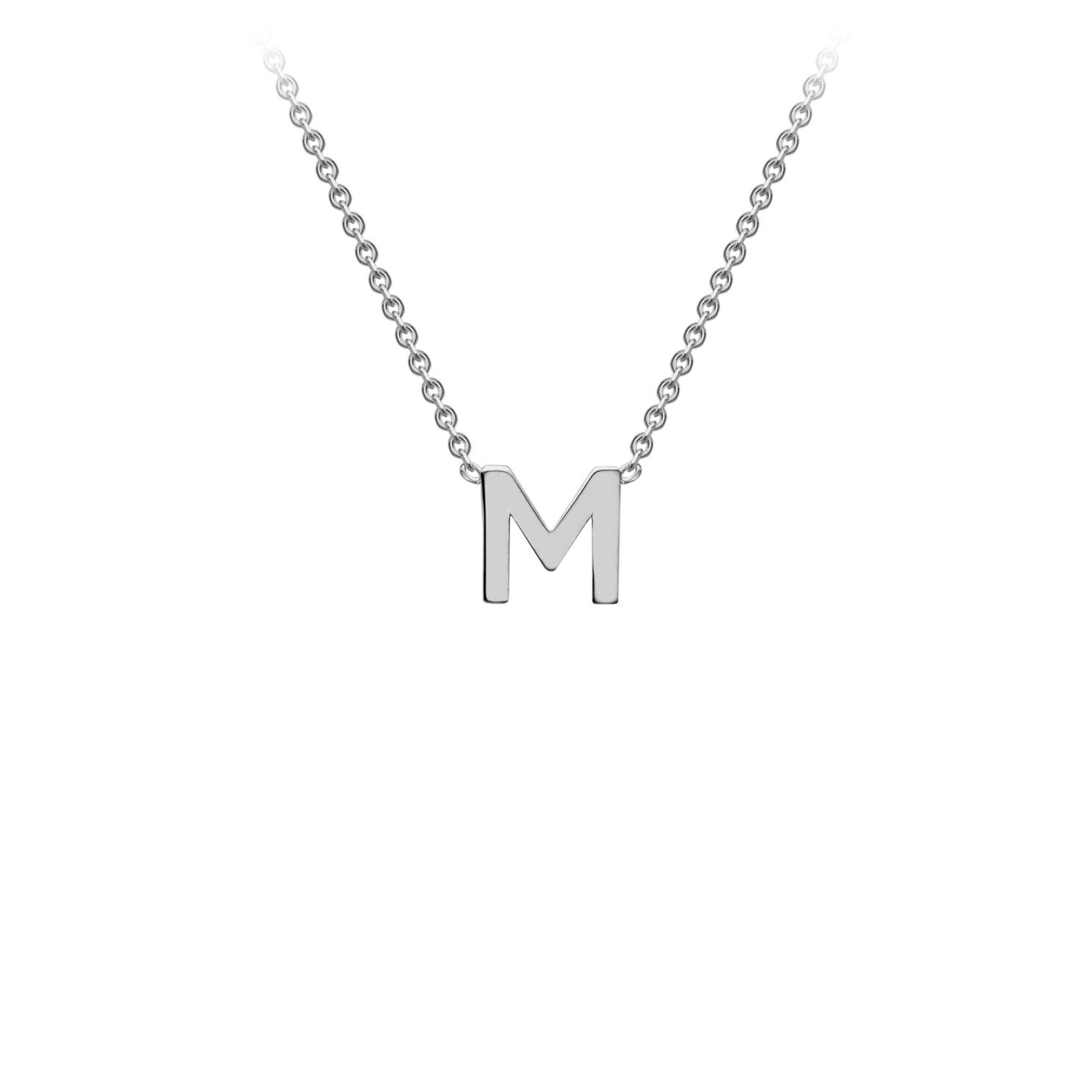'M' INITIAL ADJUSTABLE NECKLACE - 9K WHITE GOLD