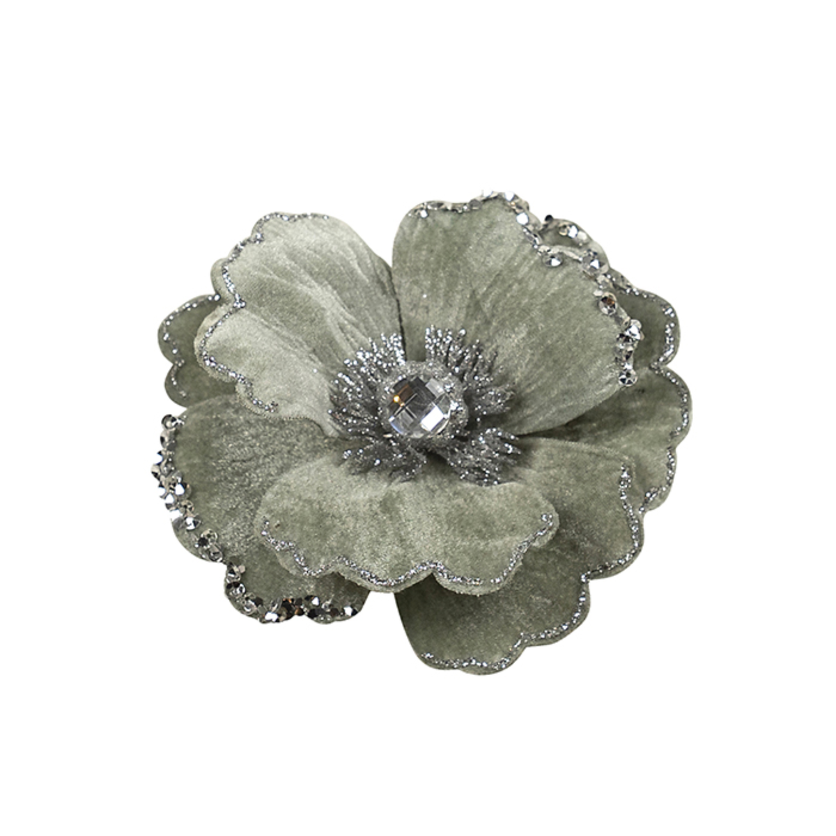 CLIP ON FABRIC MAGNOLIA SAGE SILVER