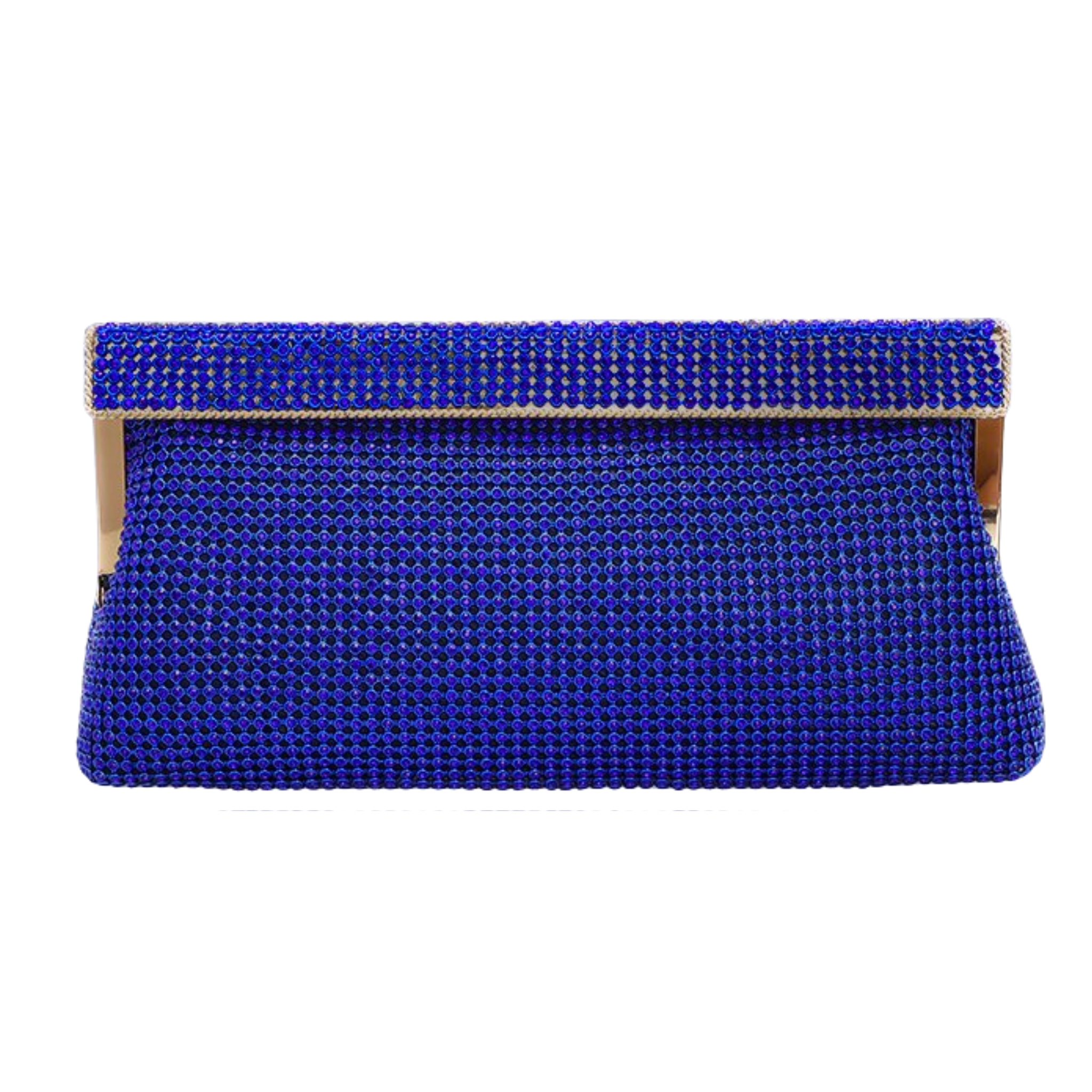 VERVE GLOMESH STYLE COBALT BLUE CLUTCH ROSE GOLD HARDWARE