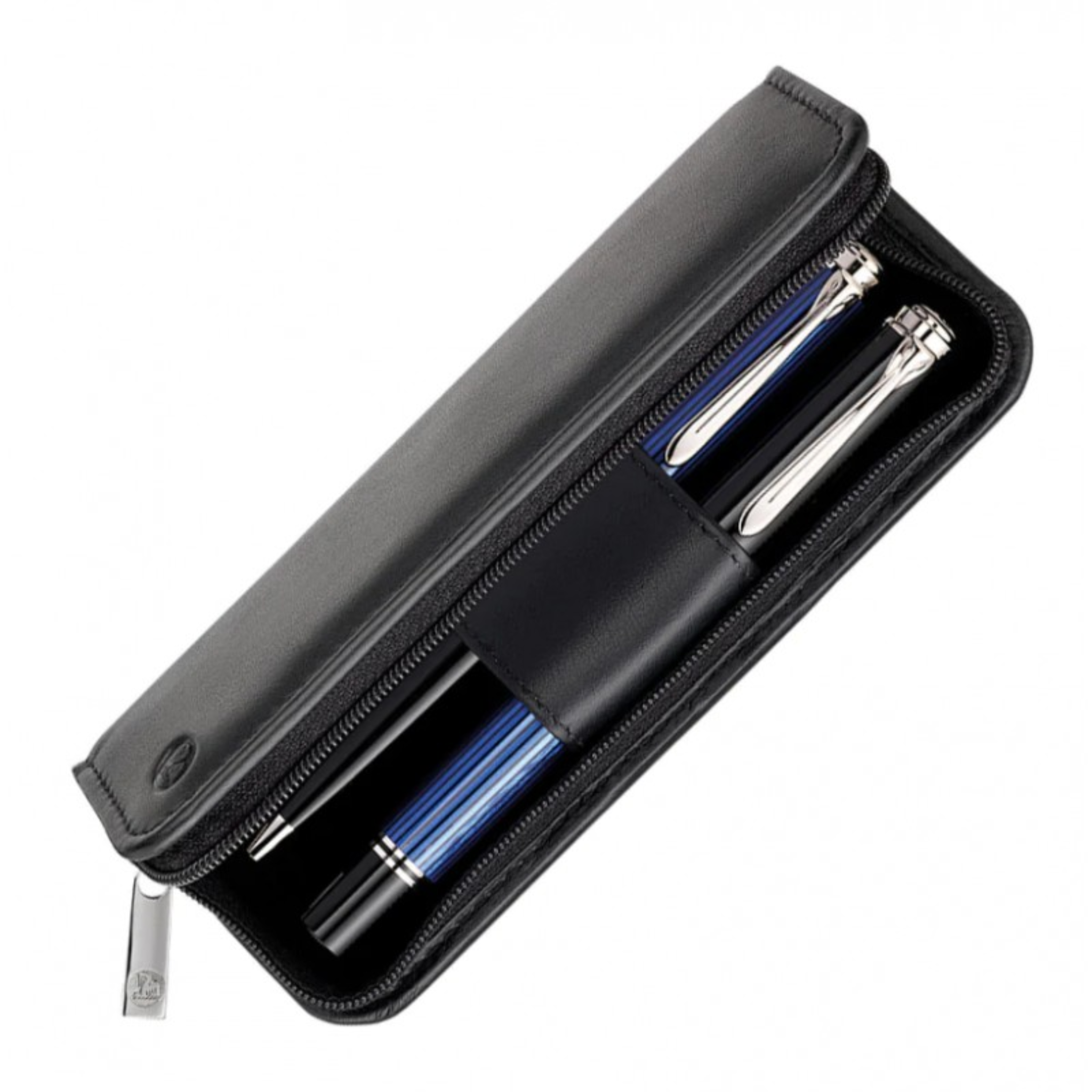 PELIKAN NAPPA BLACK LEATHER TWO PEN CASE