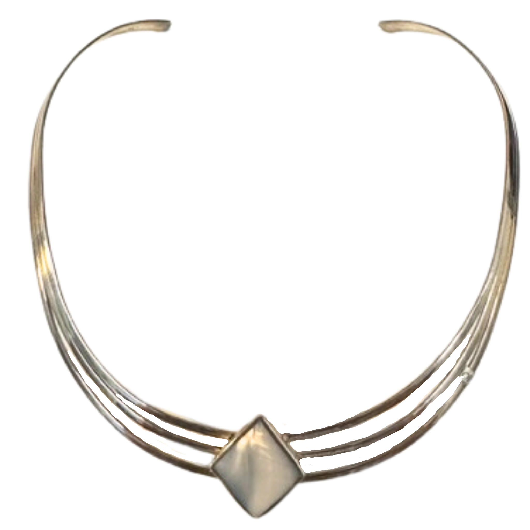 STERLING SILVER MOTHER OF PEARL SOLID CHOKER NECKLACE
