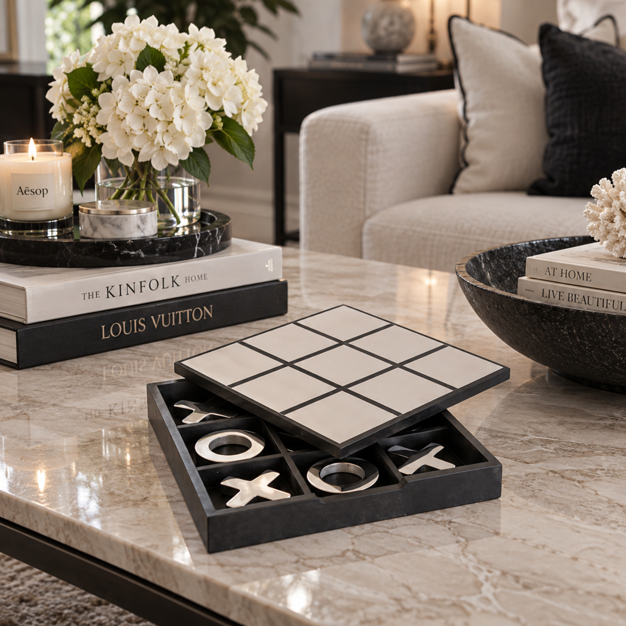 CHURCHILL ALUMINIUM AND BLACK NOUGHTS AND CROSSES