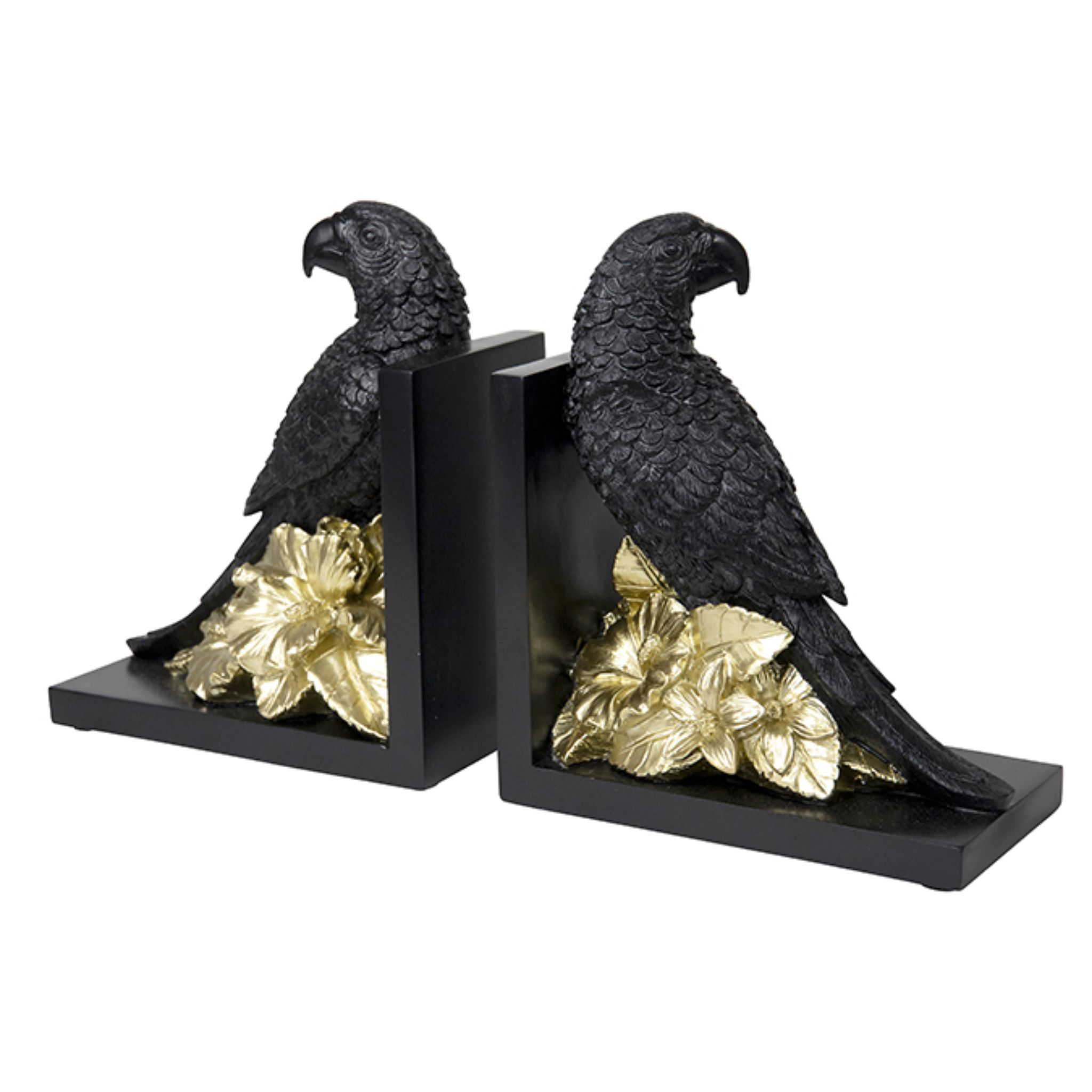 COCO BLACK GOLD PARROT BOOKENDS