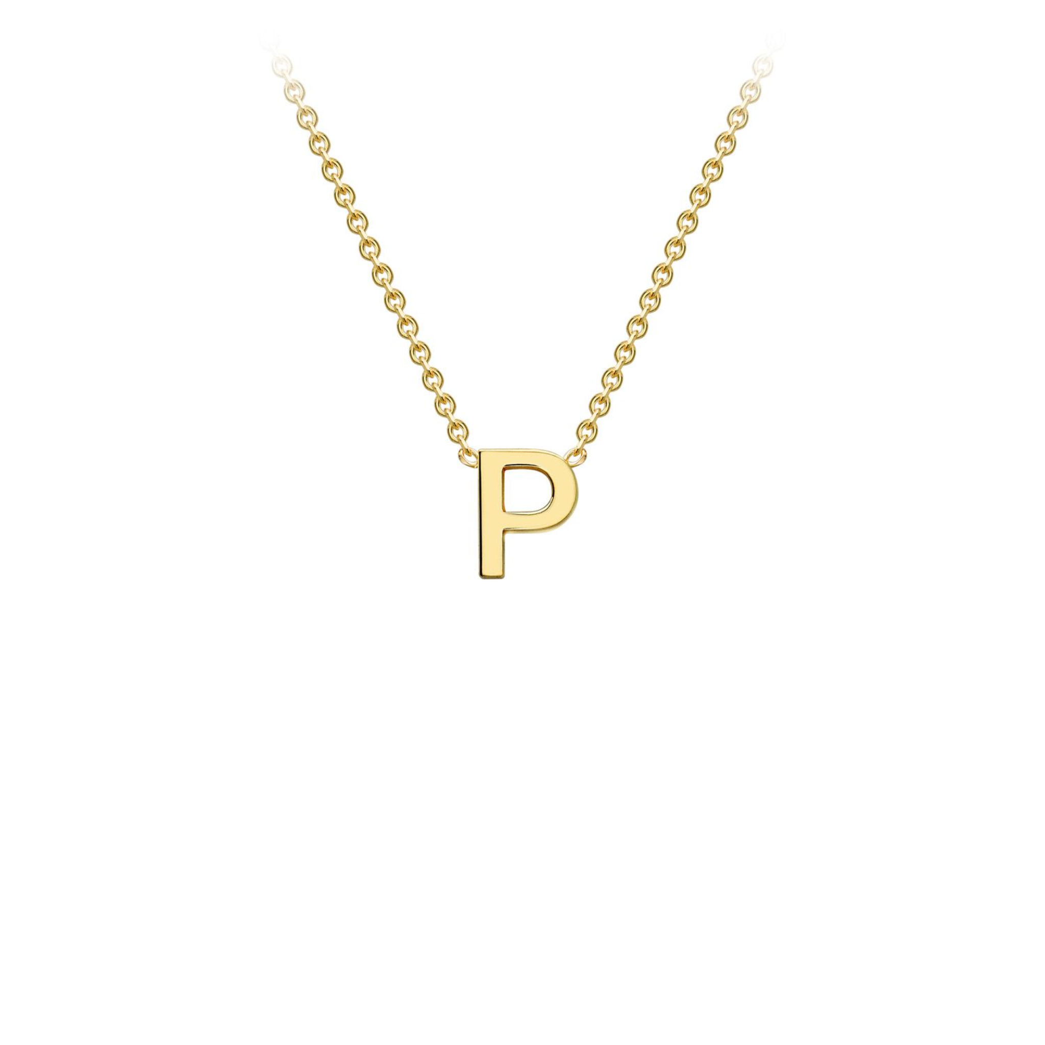 'P' INITIAL ADJUSTABLE NECKLACE - 9K YELLOW GOLD