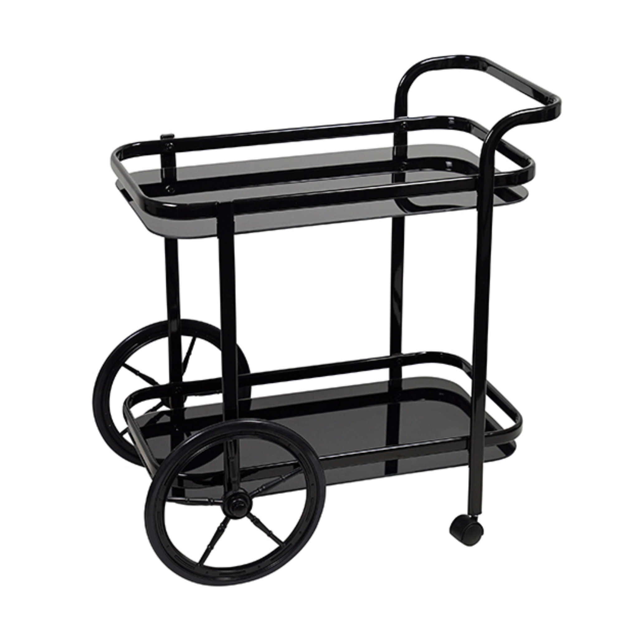 LUXE LIVING BLACK COACHWHEEL BAR CART
