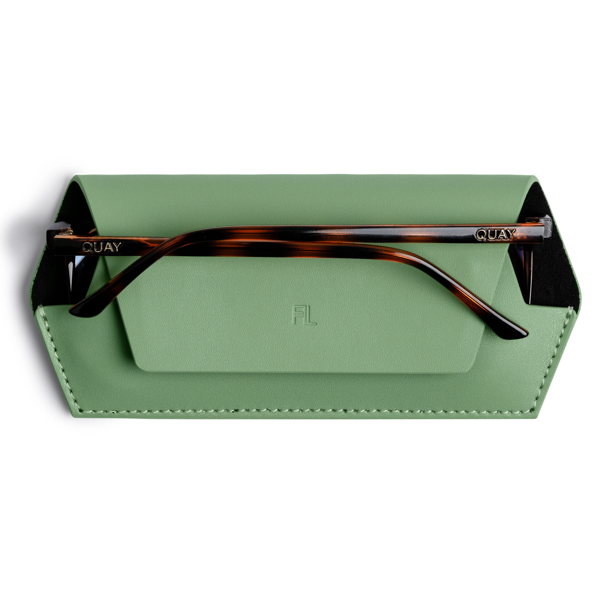 FOX AND LEO LEATHER GLASSES CASE - SAGE