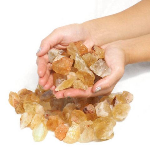 SELENITE BOWL WITH CITRINE ON TIMBER LED BASE