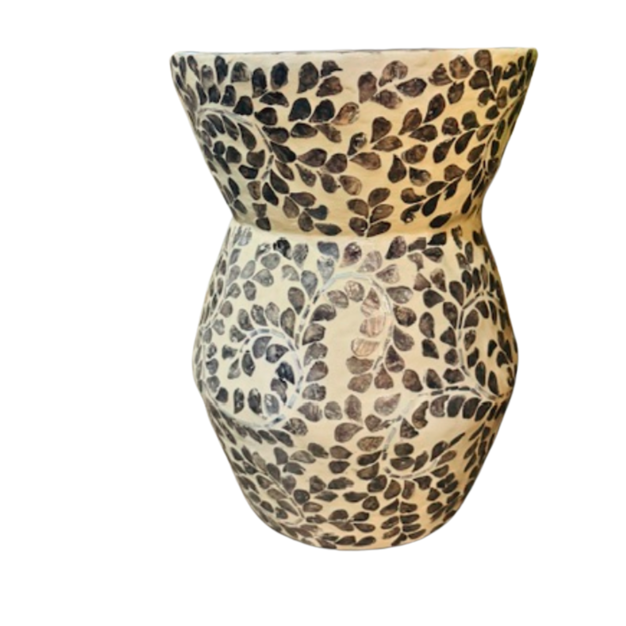 HAMPTONS SWIRL CAPIZ SHELL SIDE TABLE BLACK/WHITE