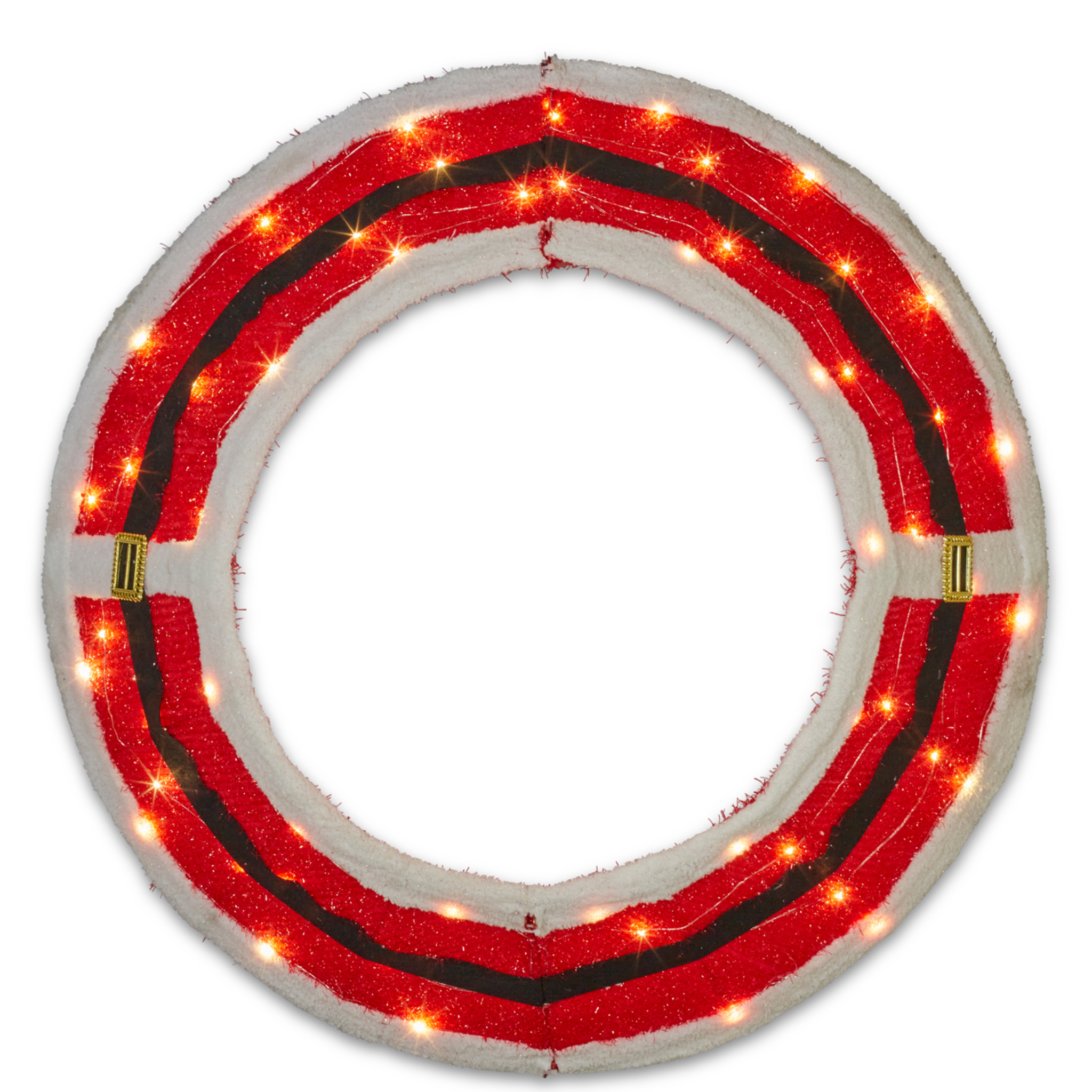 CHRISTMAS TREE SKIRT RED WITH LED LIGHTS - 85CM (W)