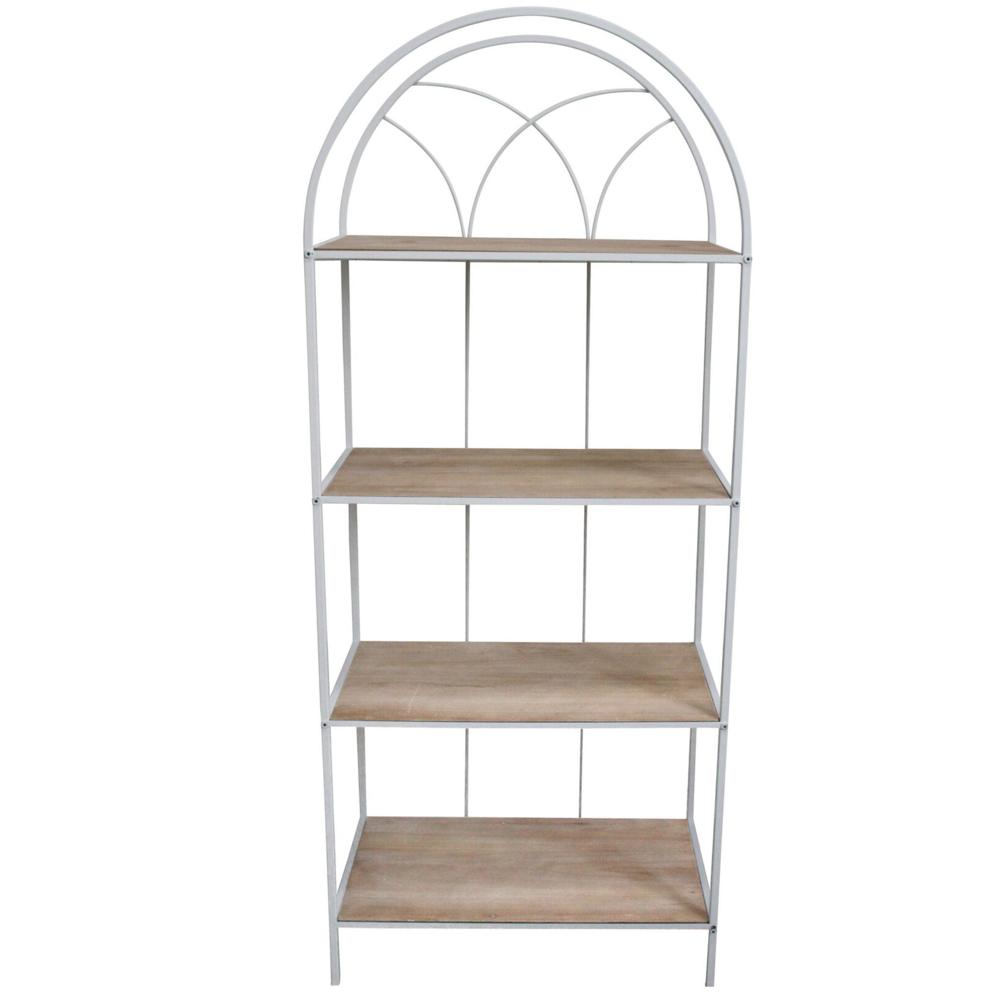 BAKERS STAND WHITE METAL FRAME WOOD SHELF