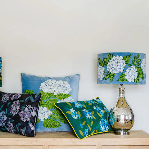 CUSHION JUNGLE FLOWERS 40 X 60CM - TEAL MULTI