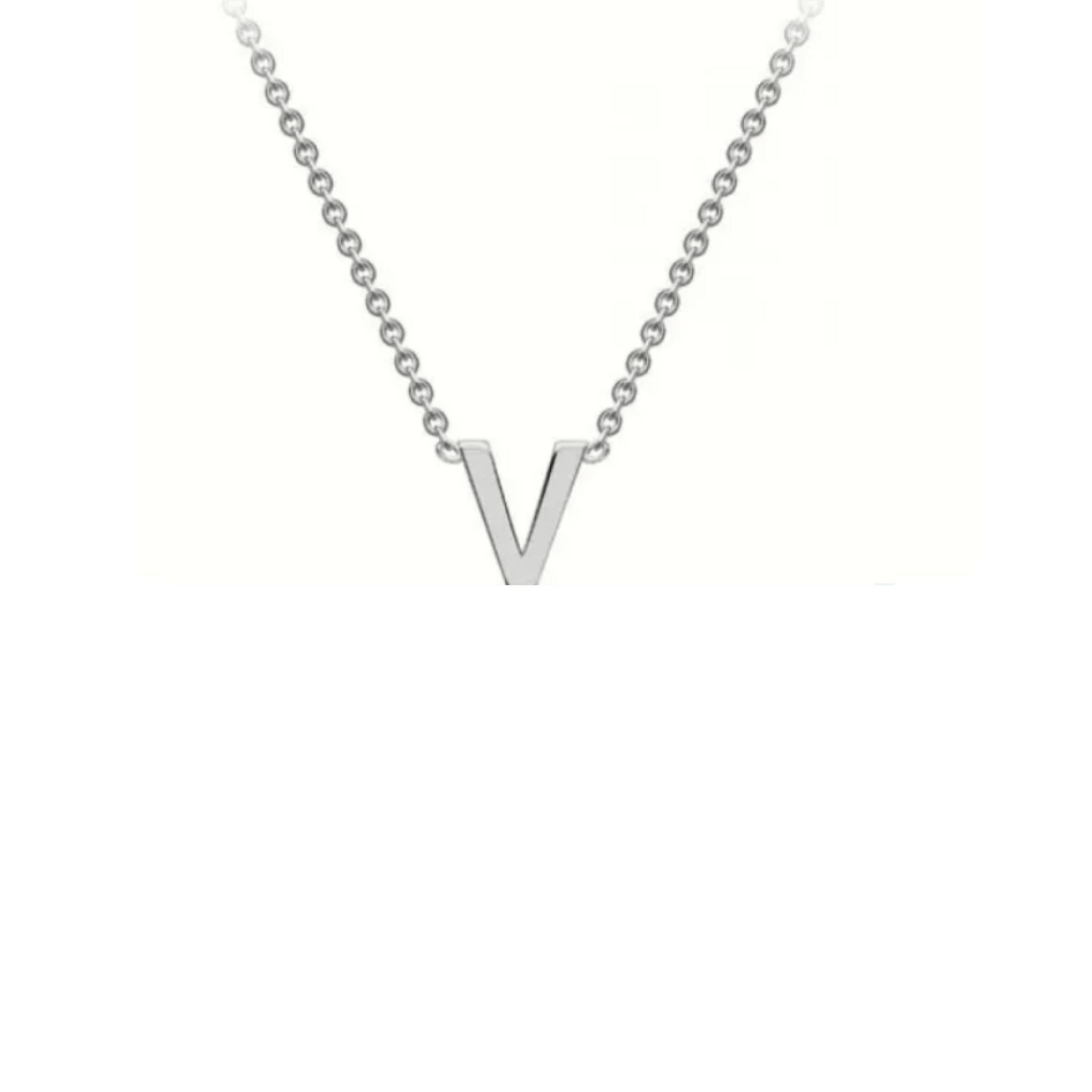 'V' INITIAL ADJUSTABLE NECKLACE - 9K WHITE GOLD