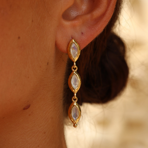 TONIMAY ISABELLA MARQUISE MOONSTONE GOLD EARRINGS