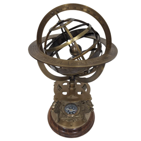 BRASS ARMILLARY SPHERE WITH COMPASS