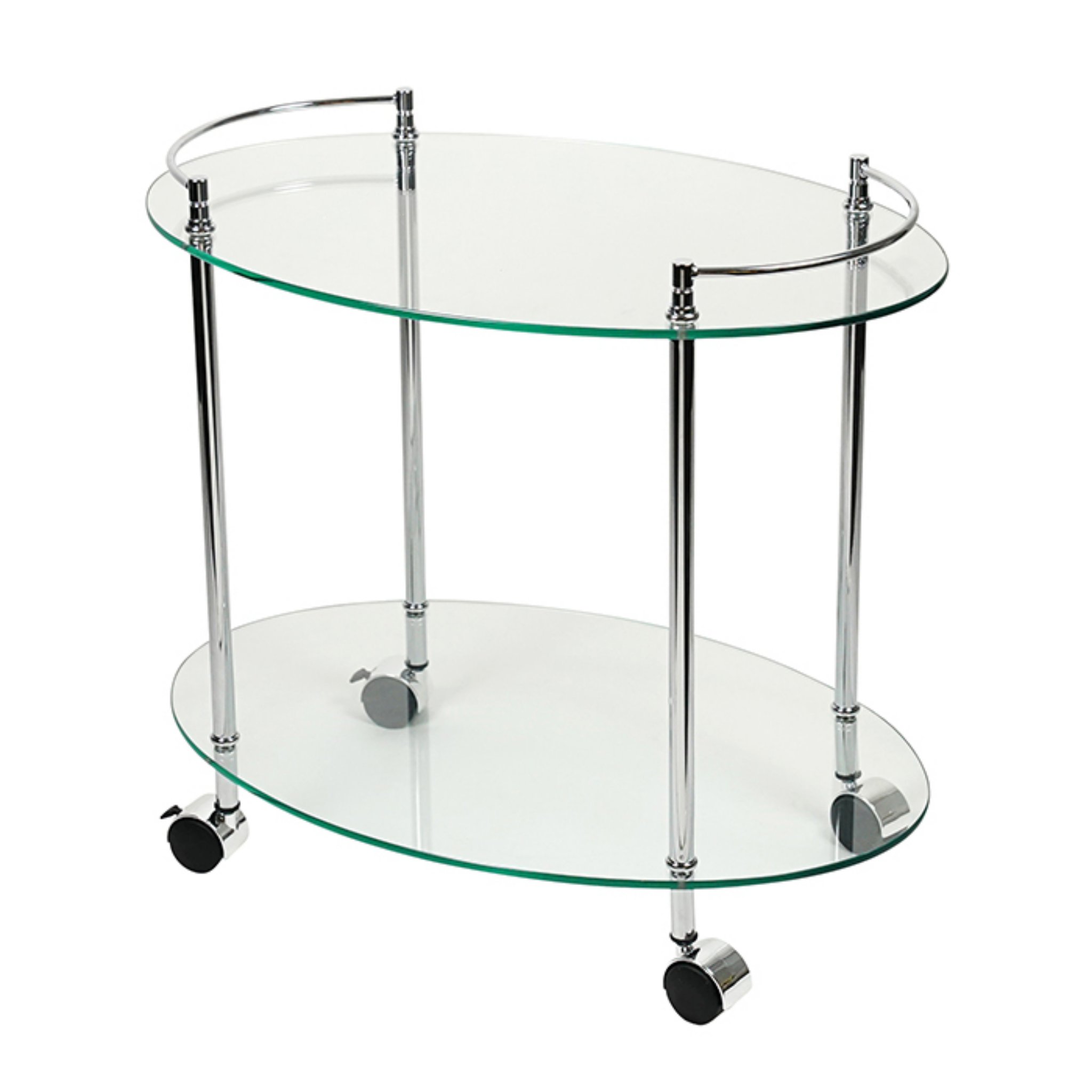 DOLISSI FRAMELESS SILVER OVAL BAR CART