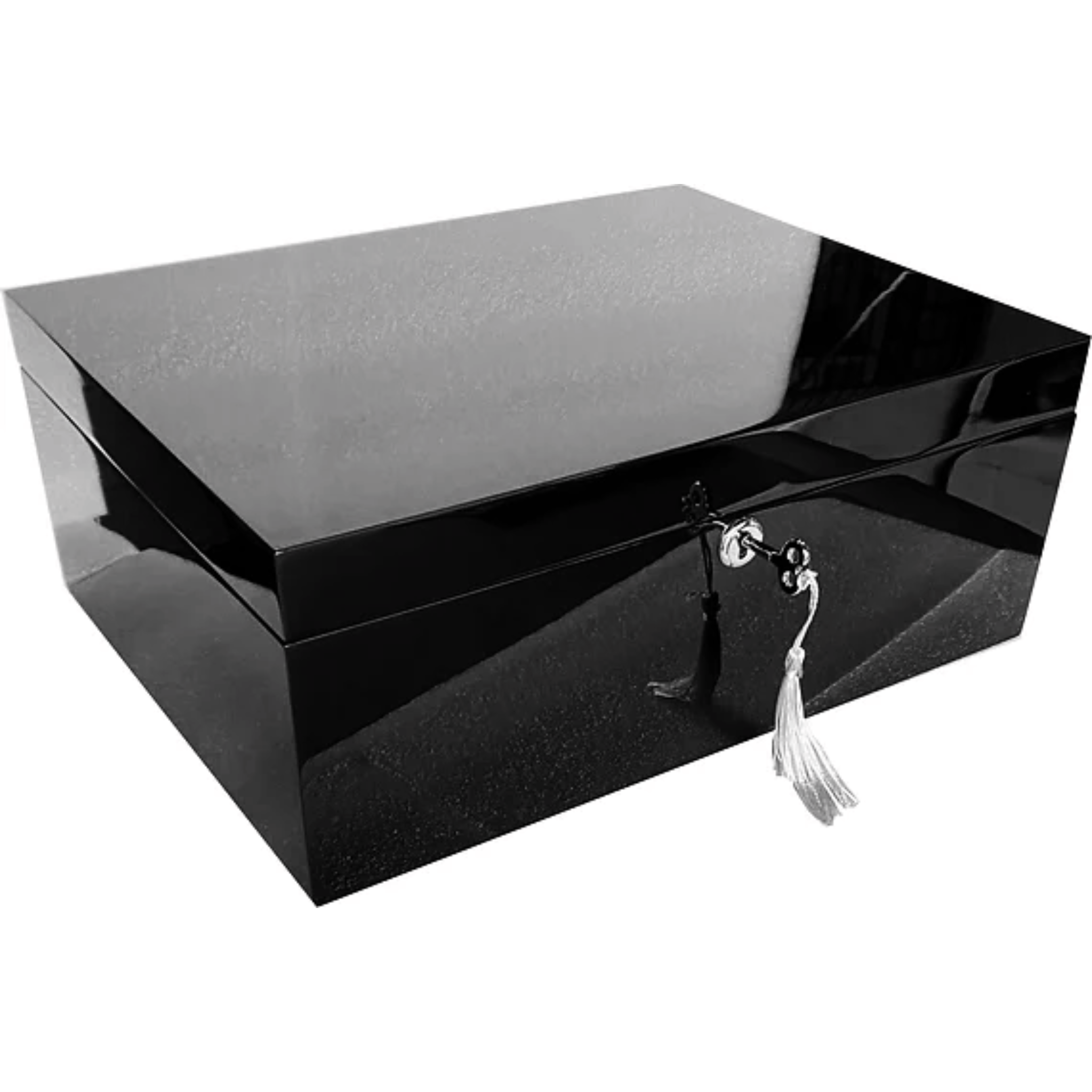 HAMPTONS LARGE LOCKABLE JEWELLERY BOX - BLACK