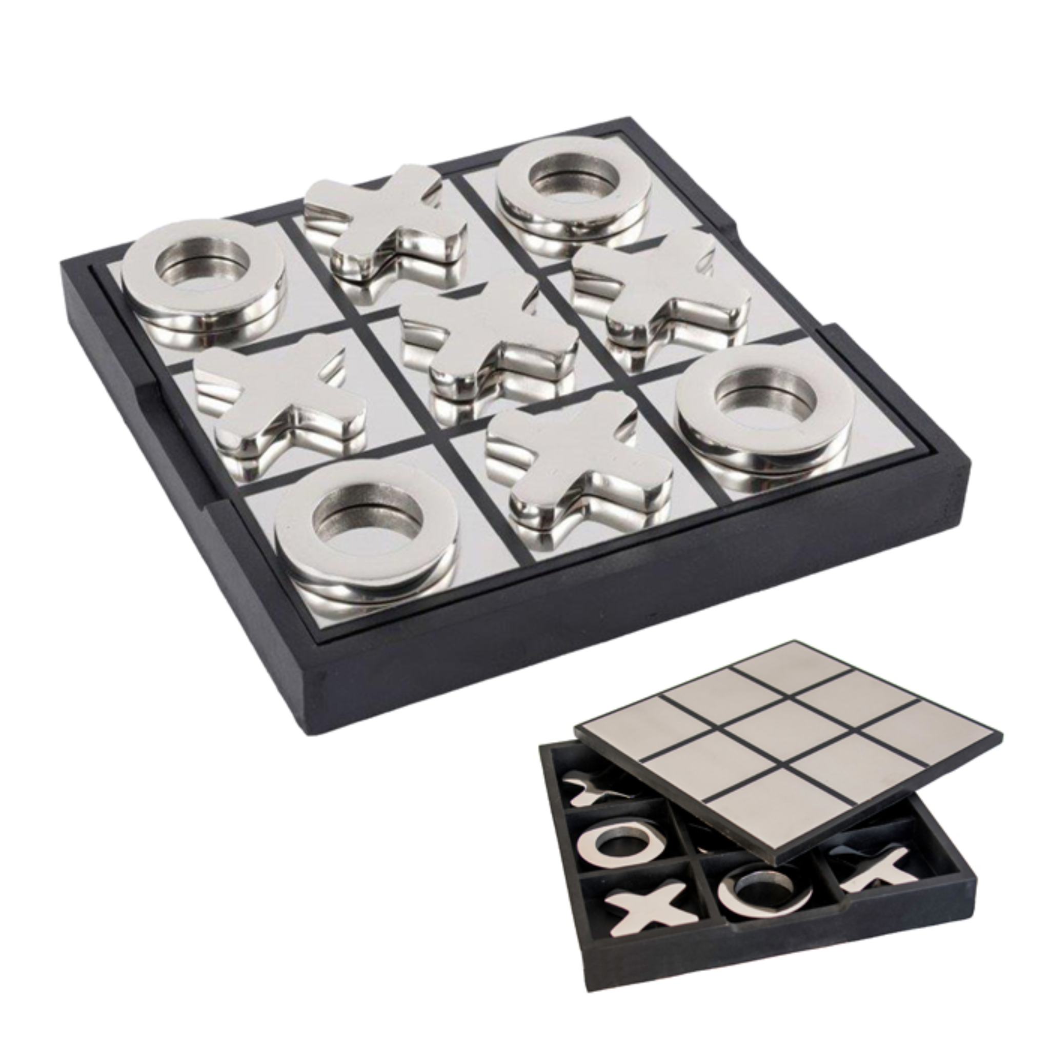 COLLINS ALUMINIUM AND BLACK NOUGHTS AND CROSSES