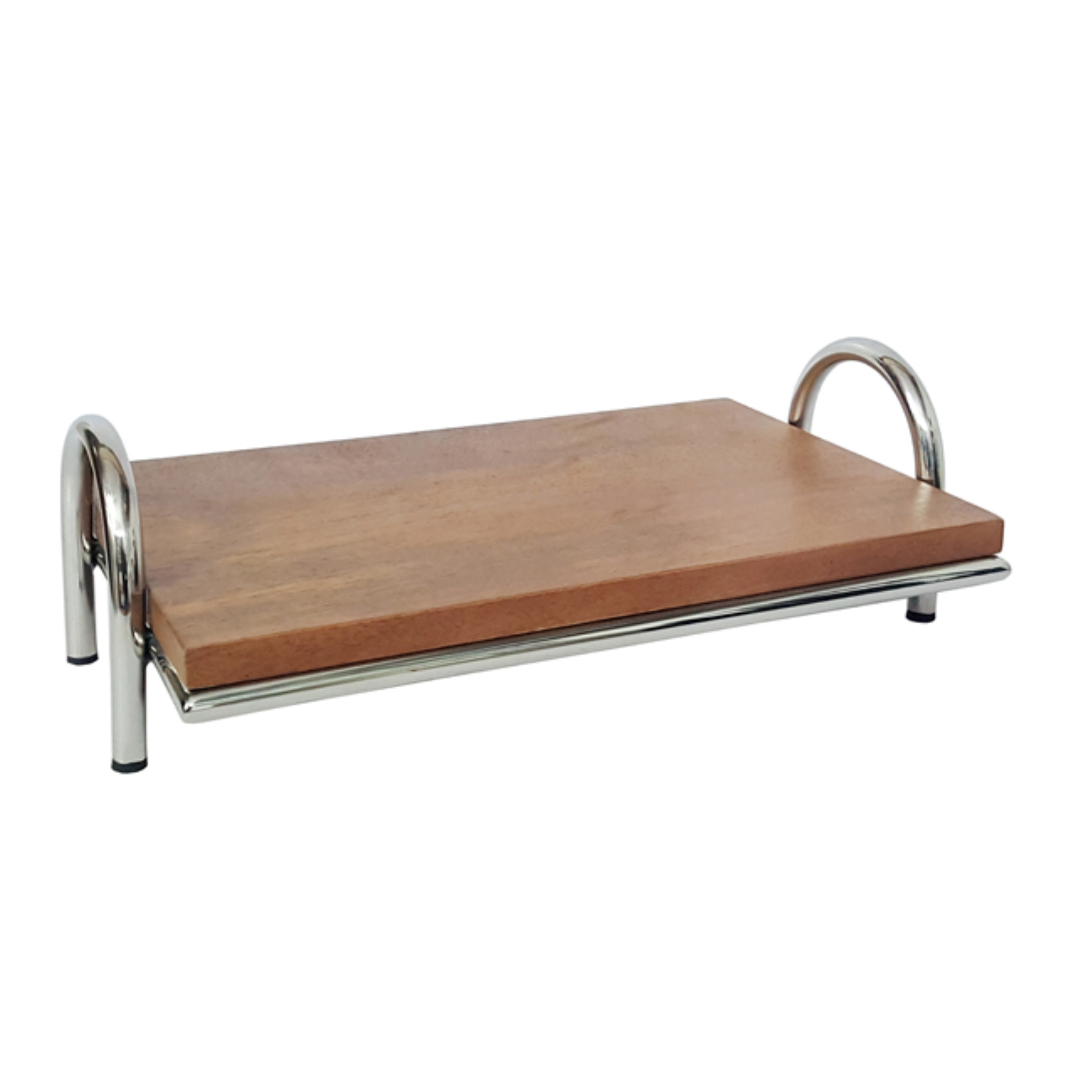 STAINLESS STEEL WOOD SERVING TRAY RECTANGLE