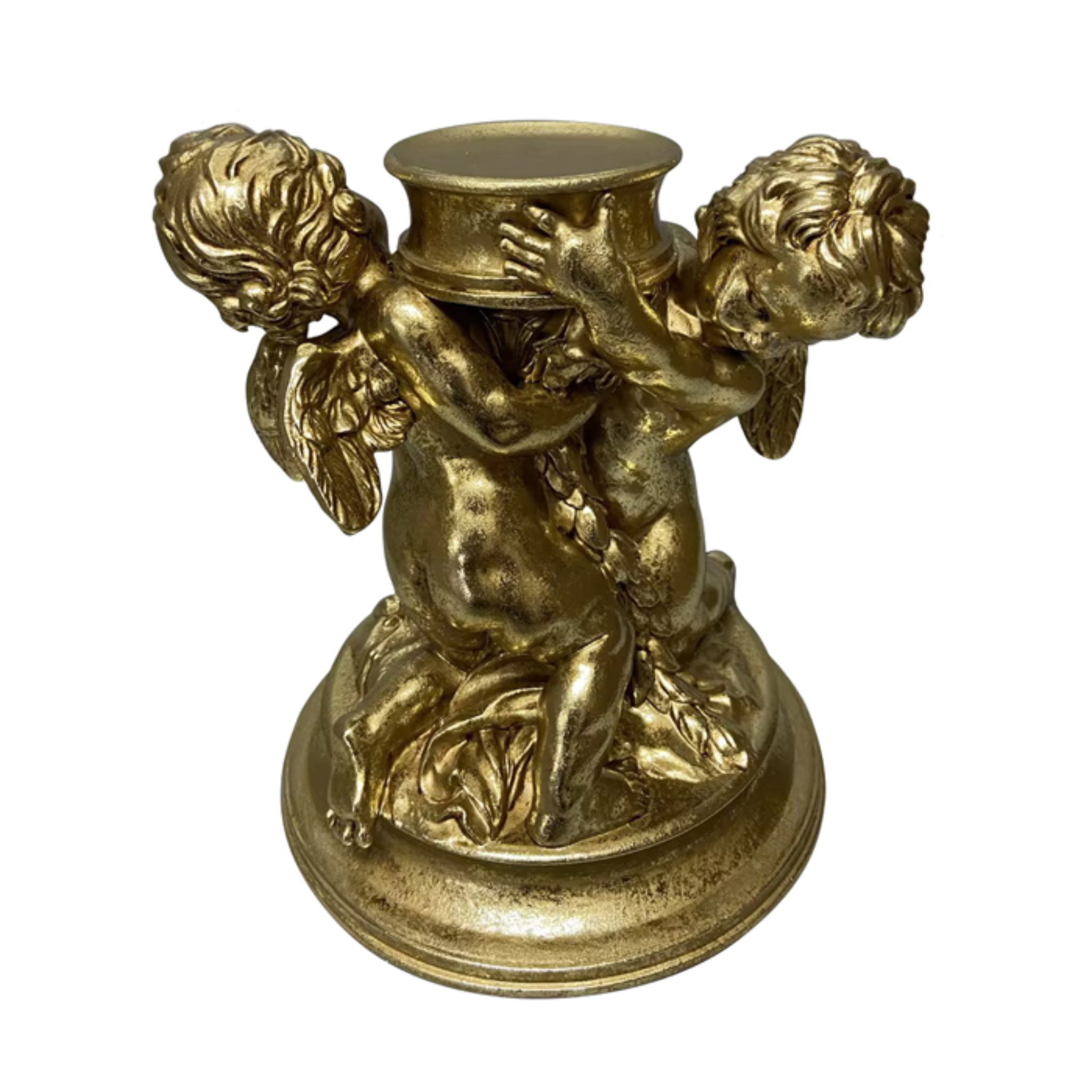 VALENTI RESIN GOLD CHERUB PILLER HOLDER
