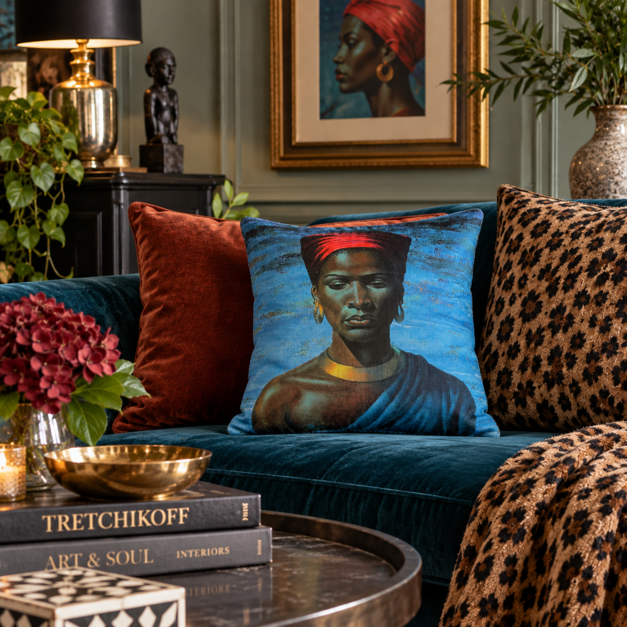 TRETCHIKOFF ZULU GIRL CUSHION-  FEATHER INSERT 50CM