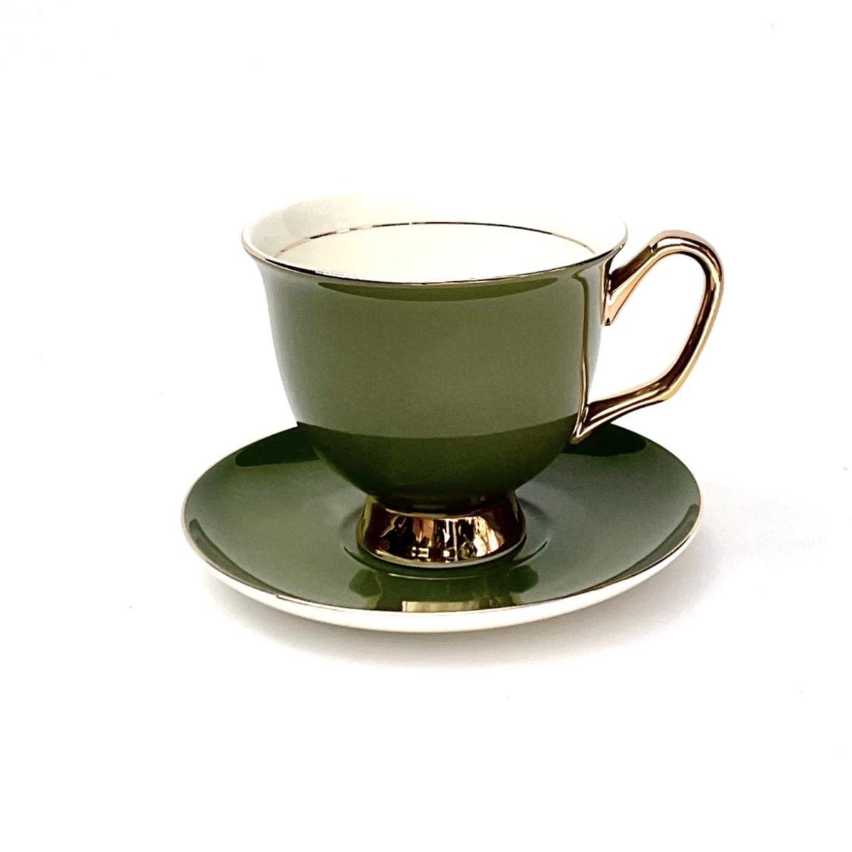 MOSS GREEN TEACUP AND SAUCER - EXTRA LARGE 375ML