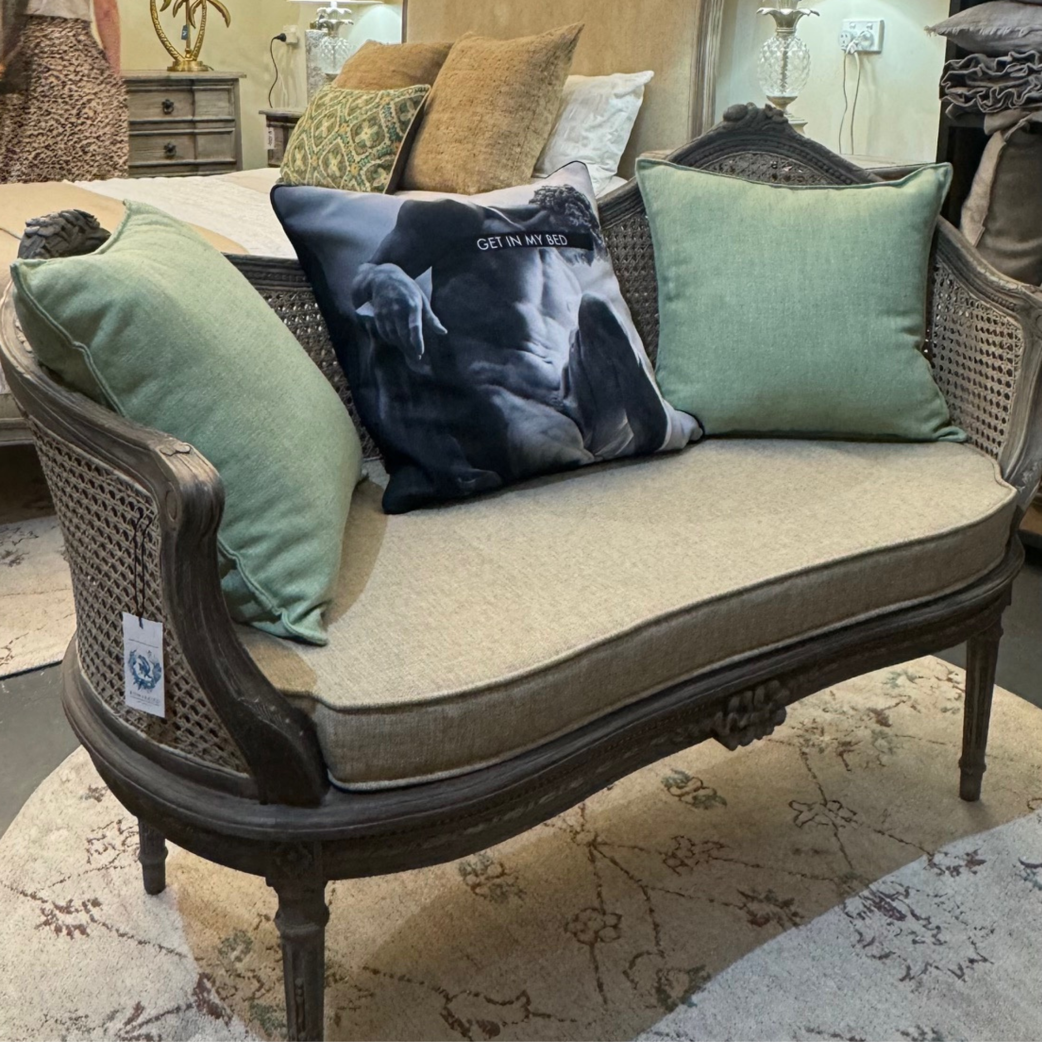 PROVENCE CUSHIONED RATTAN TWO SEATER SOFA