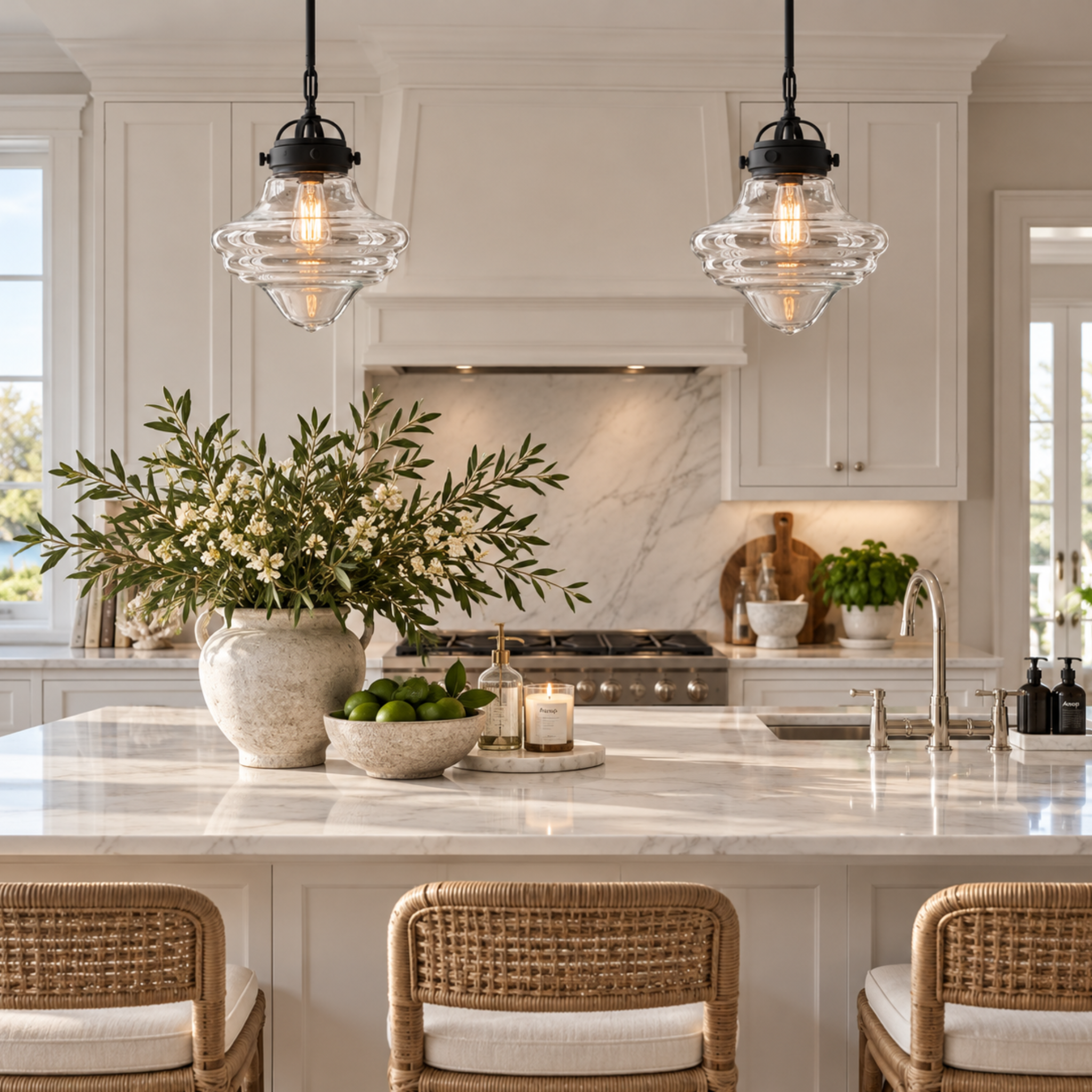 BELVALE PENDANT IN BLACK WITH CLEAR GLASS