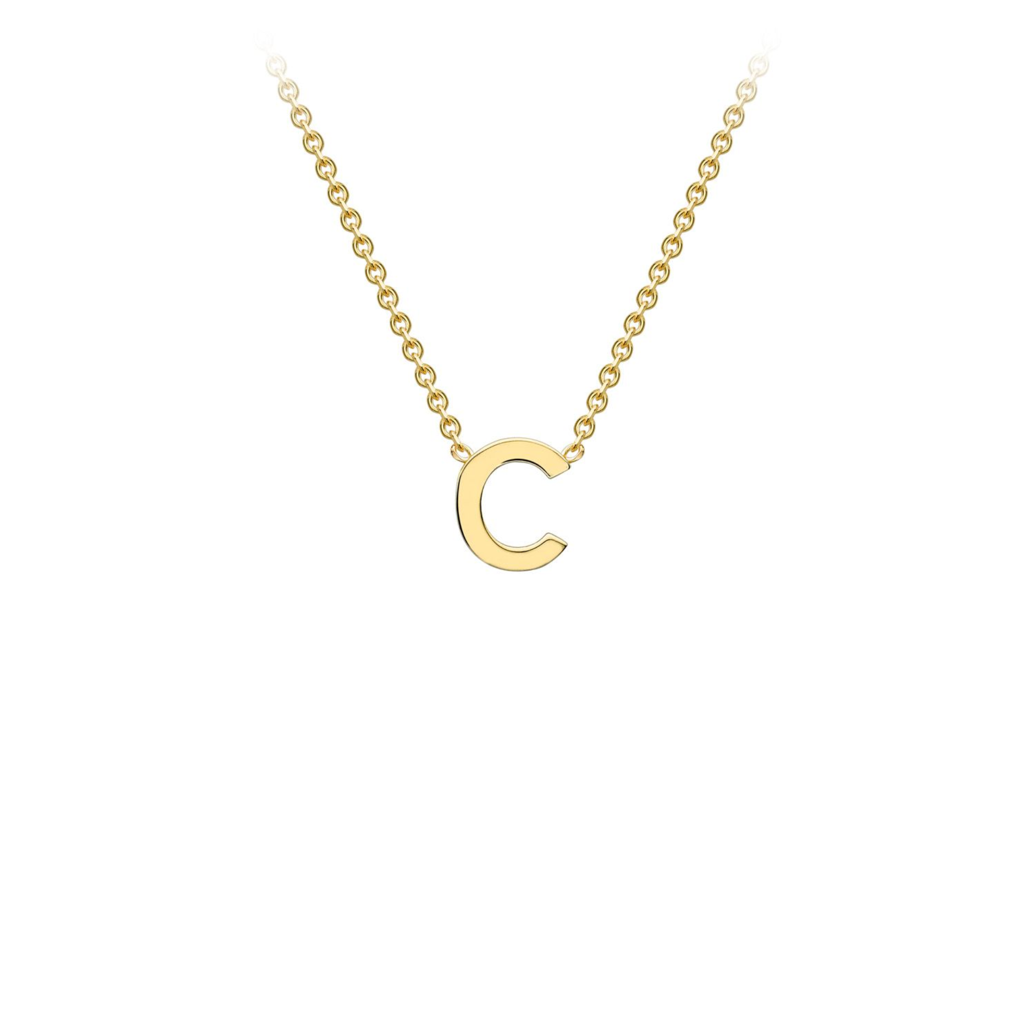 'C' INITIAL ADJUSTABLE NECKLACE - 9K YELLOW GOLD
