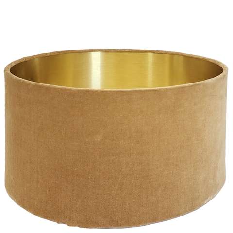 DRUM LAMPSHADE VELVET - CARAMEL