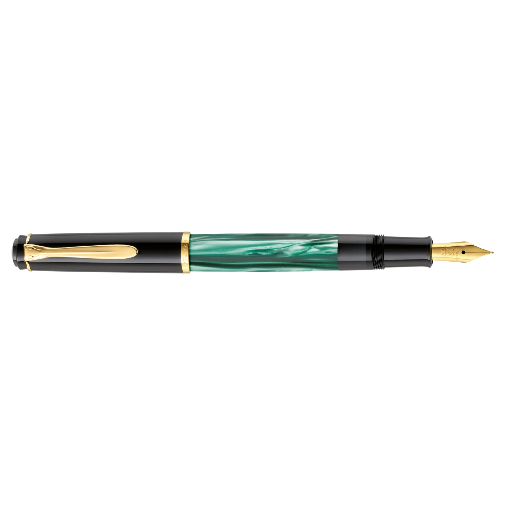 PELIKAN M200 FOUNTAIN PEN GOLD TRIM - MARBLED GREEN