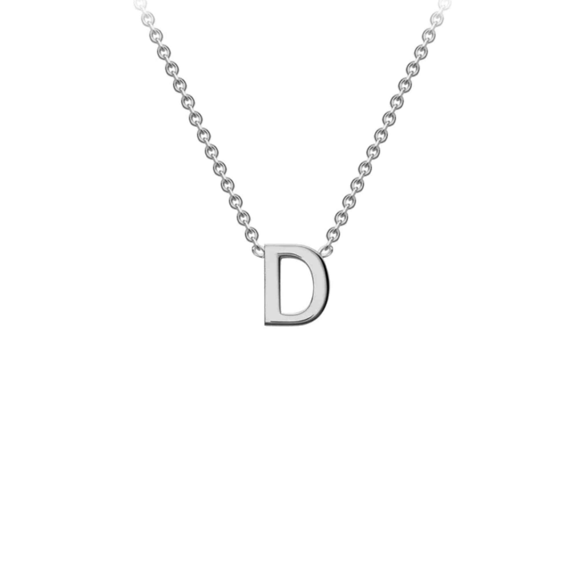 'D' INITIAL ADJUSTABLE NECKLACE - 9K WHITE GOLD