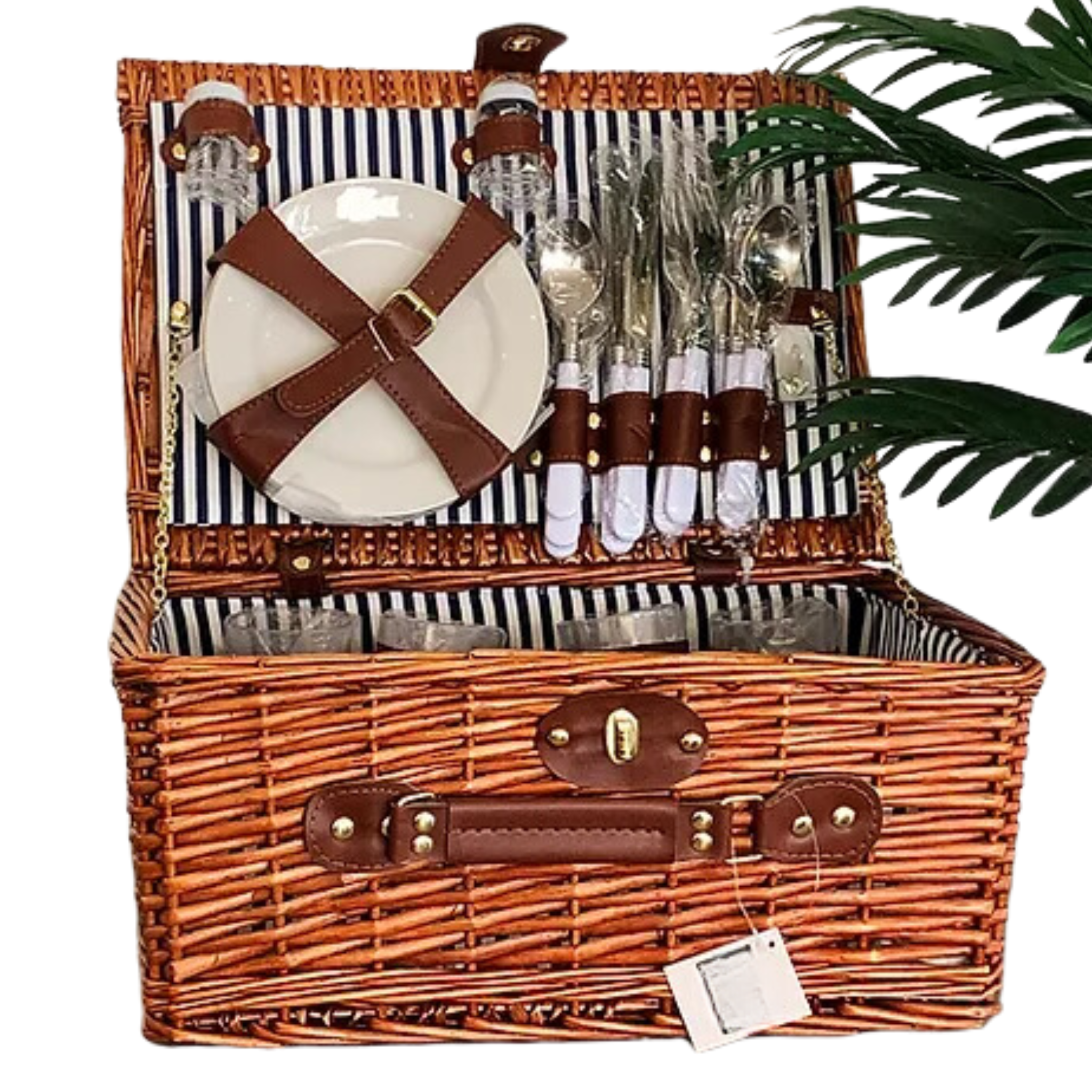 WICKER DARK BROWN 4 PERSON PICNIC HAMPER