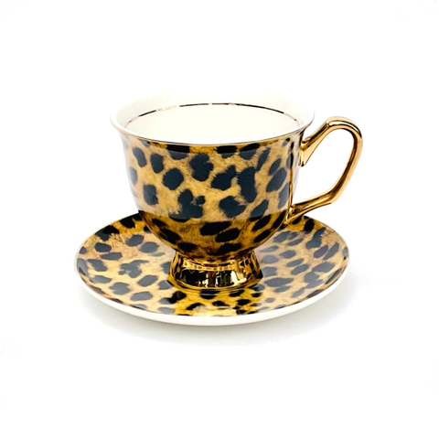 LEOPARD PRINT TEACUP AND SAUCER - EXTRA LARGE 375ML