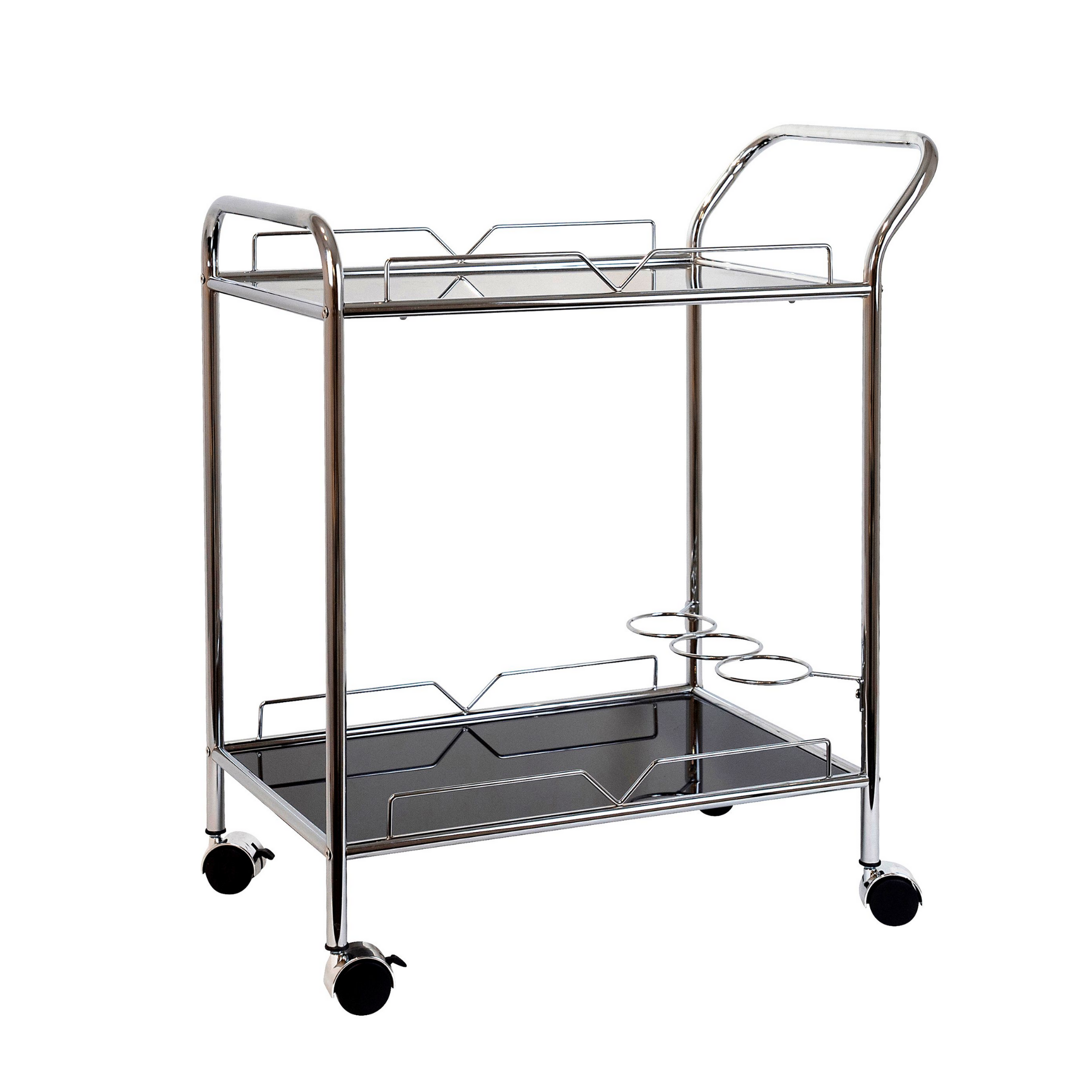 DEAN BAR TROLLEY / SILVER BLACK RECTANGLE