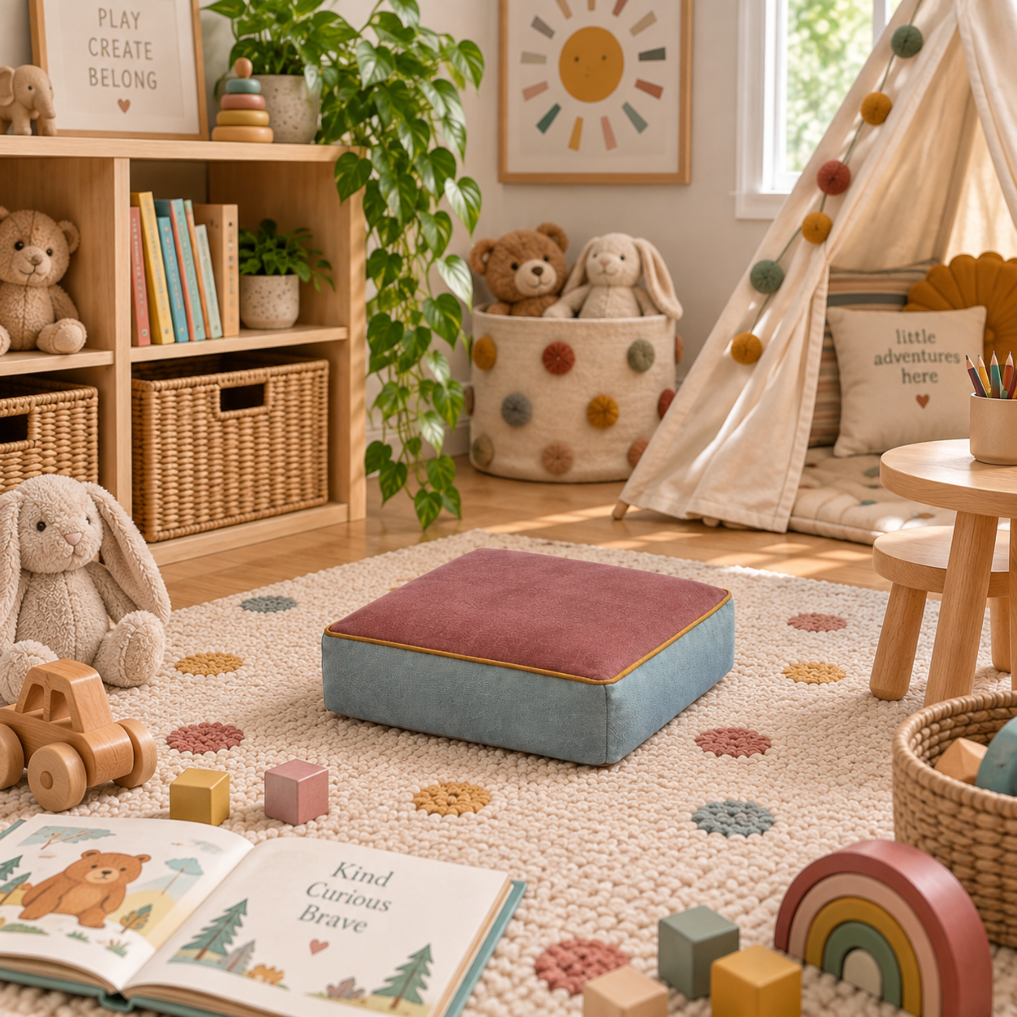 PAPOOSE TOYS FLOOR CUSHION SMALL EARTH PINK