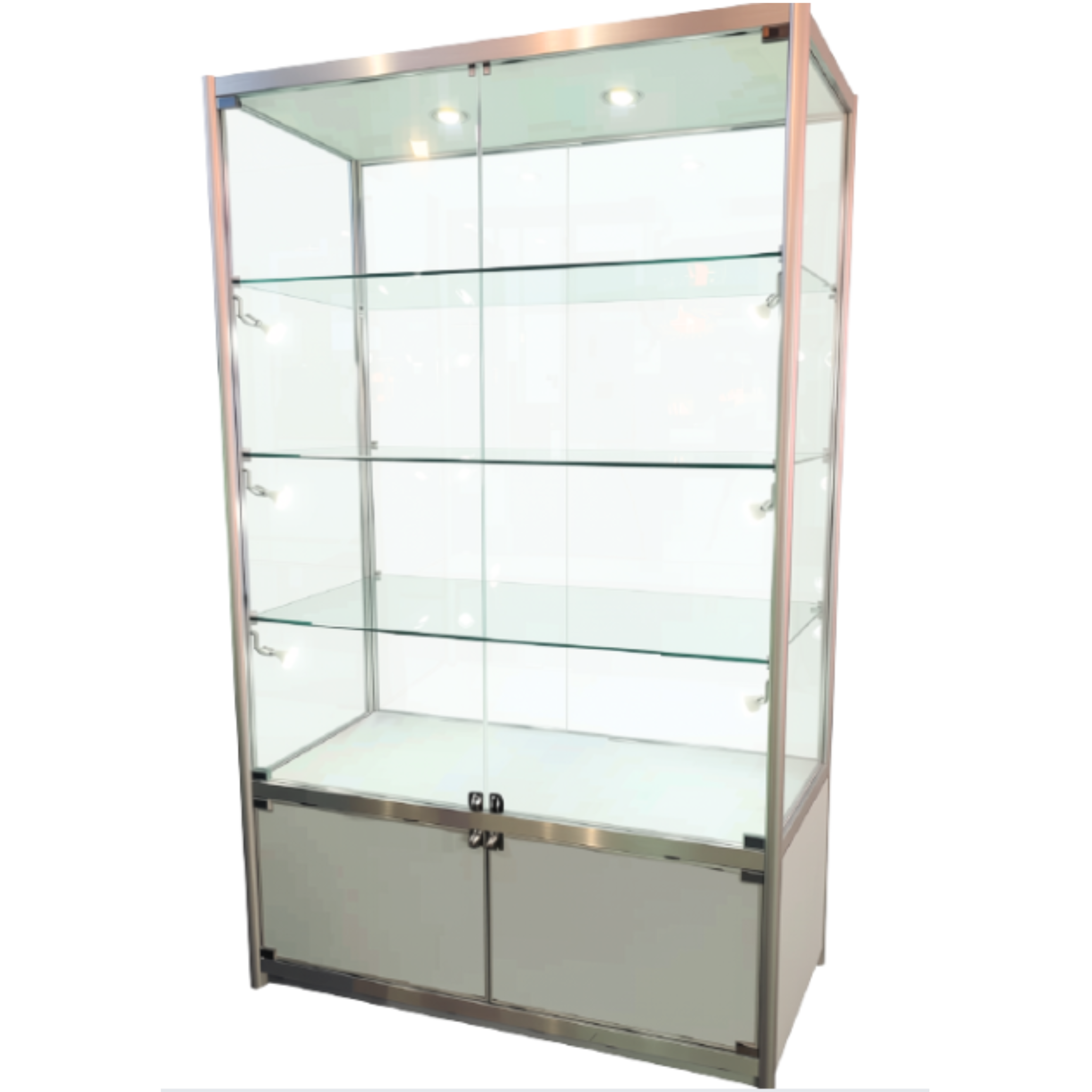 TEMPERED GLASS DISPLAY CABINET LOCKABLE 4 TIER LED