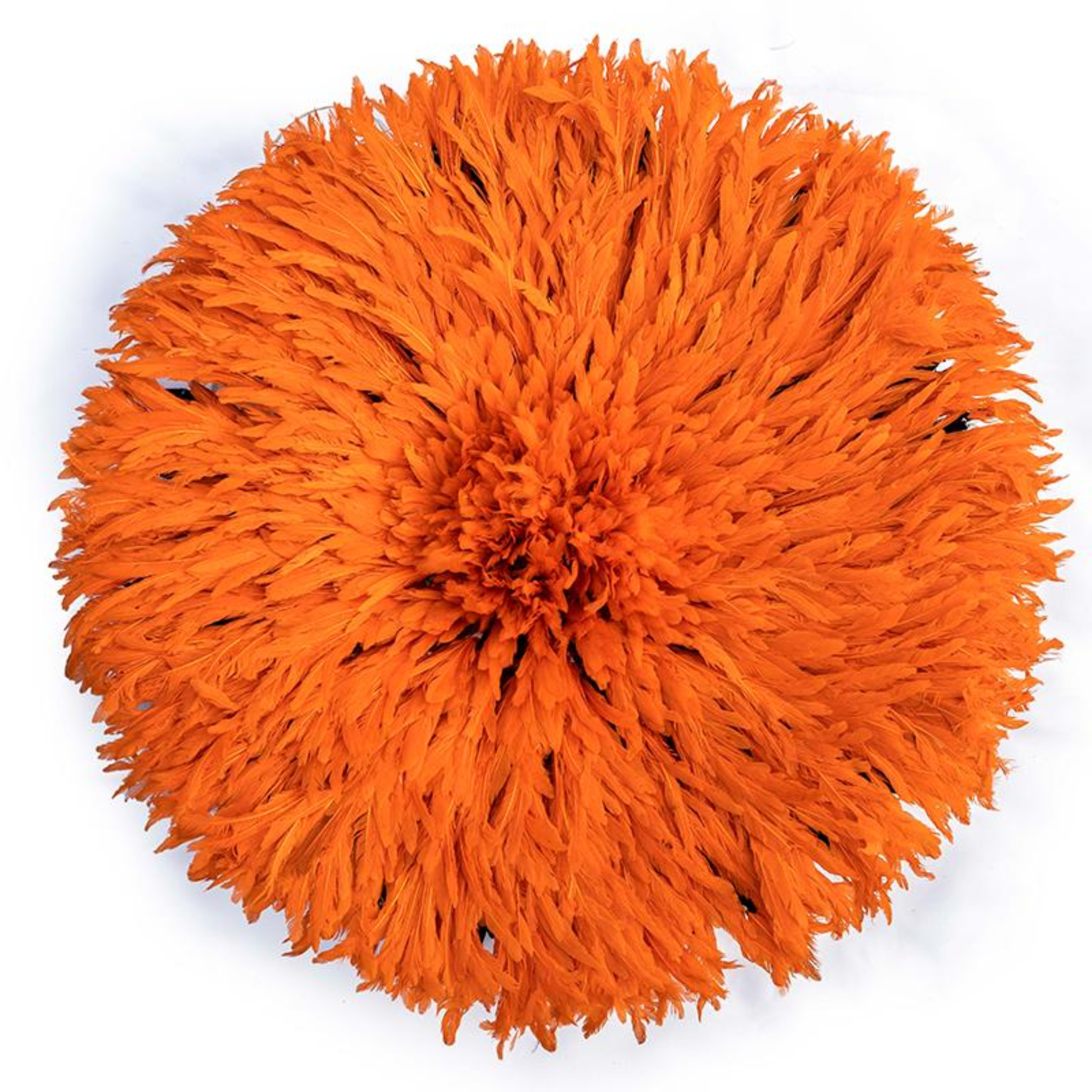 AUTHENTIC BAMILEKE TRIBE JUJU HEADDRESS - ORANGE 60CM DIA