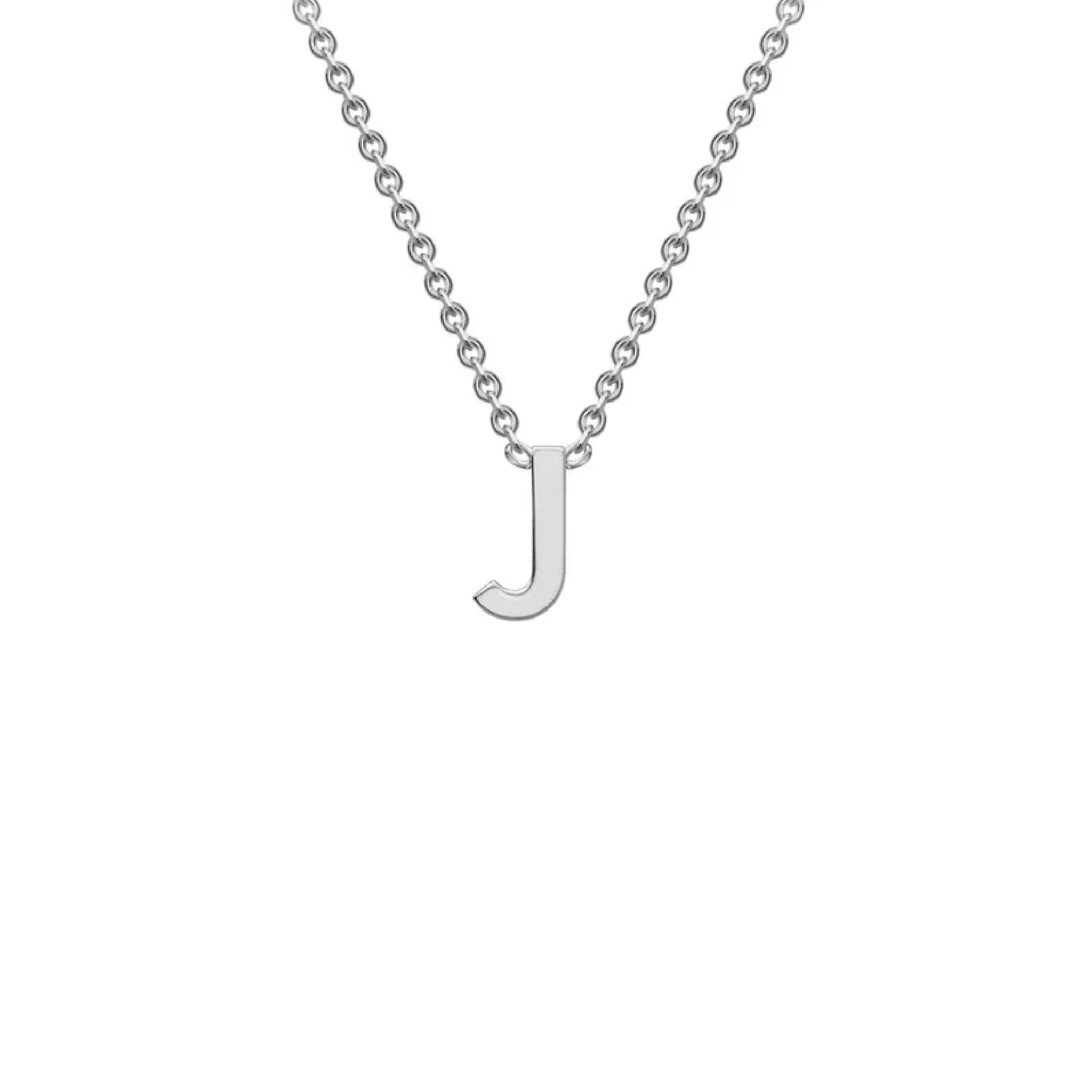 'J' INITIAL ADJUSTABLE NECKLACE - 9K WHITE GOLD
