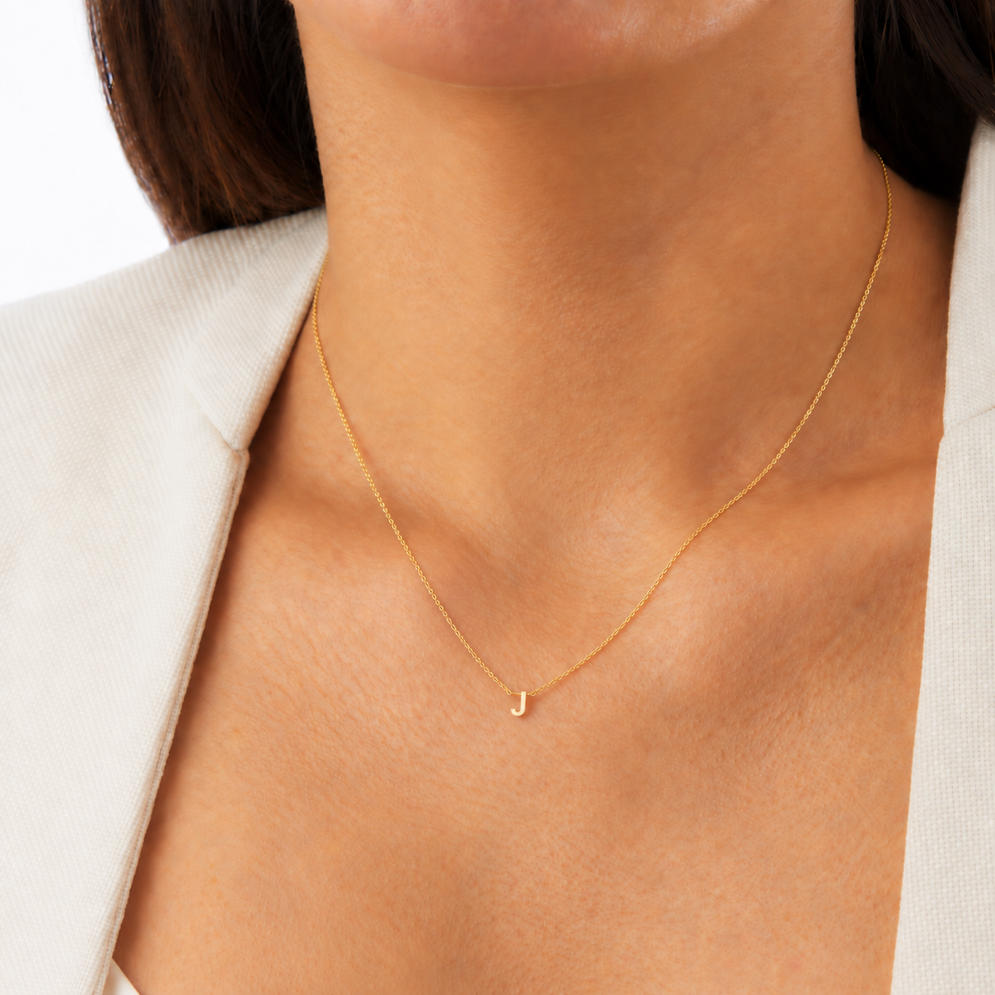 'J' INITIAL ADJUSTABLE NECKLACE - 9K YELLOW GOLD