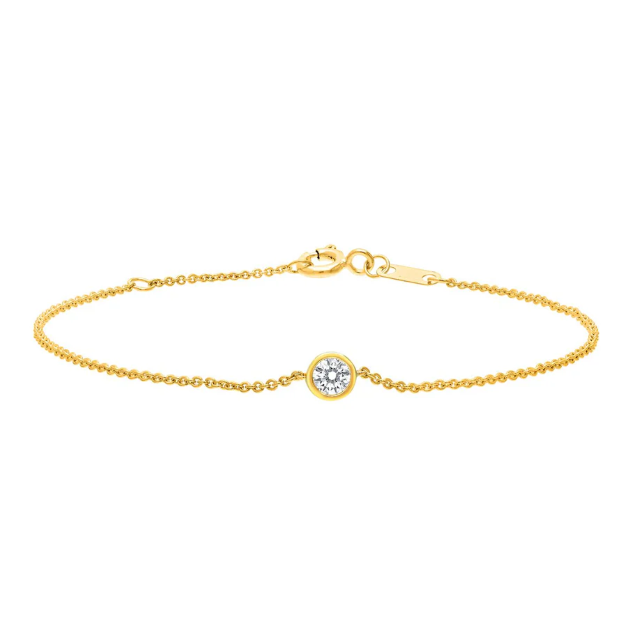 9K YELLOW GOLD 0.15CT ROUND LAB GROWN DIAMOND BRACELET 16-18CM