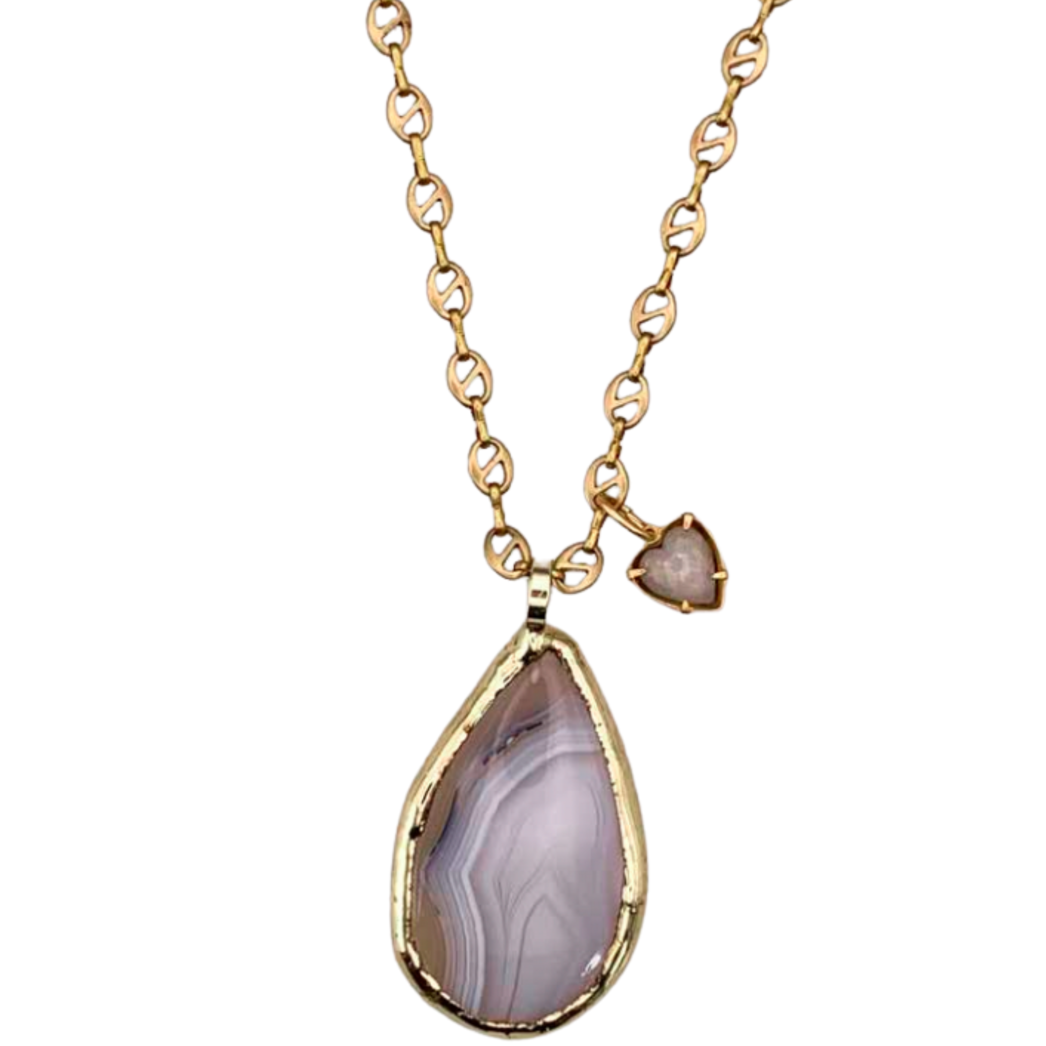 AGATE GEM NECKLACE ON VINTAGE GUCCI CHAIN