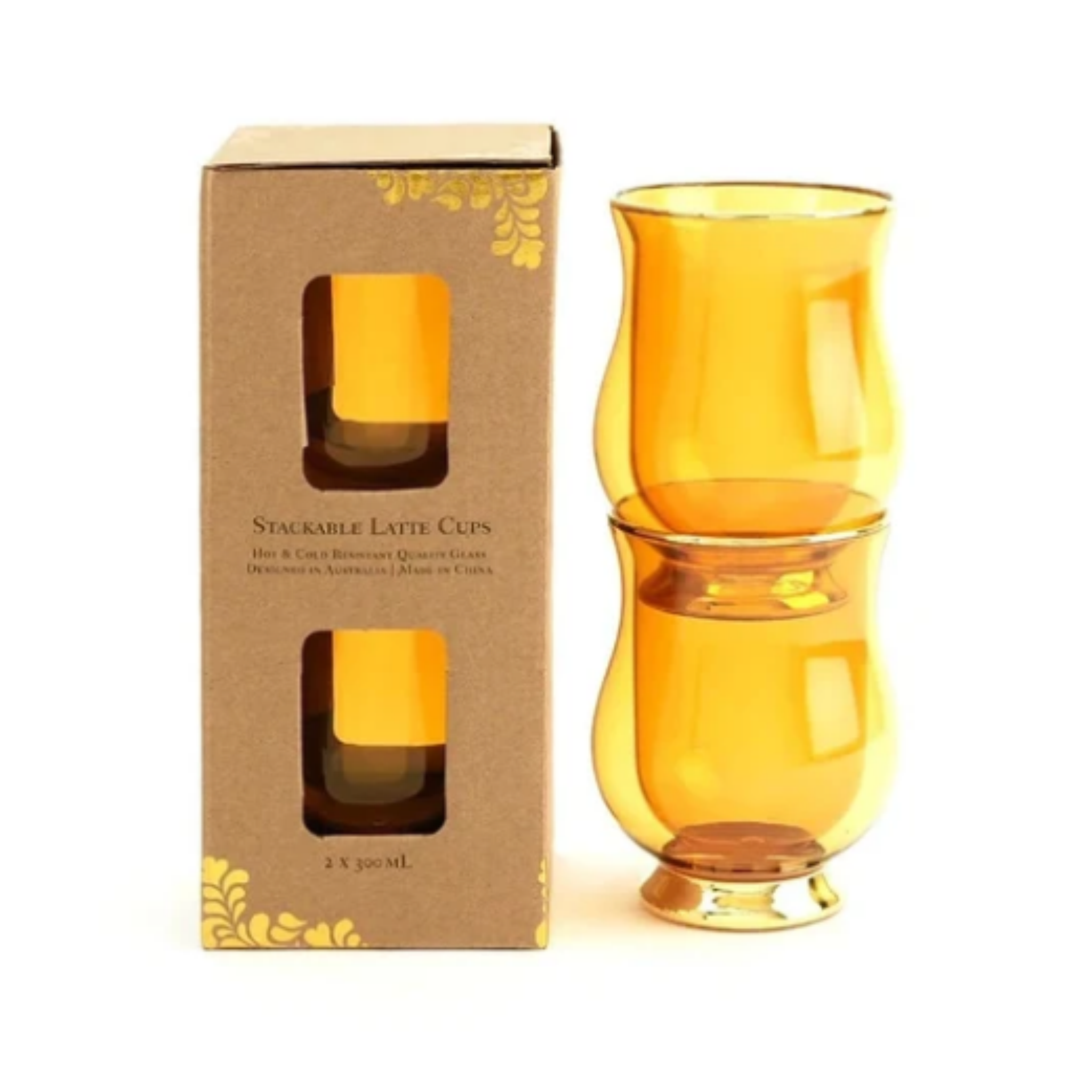 DOUBLE WALLED GLASSES (SET 2) YELLOW | LyndalT