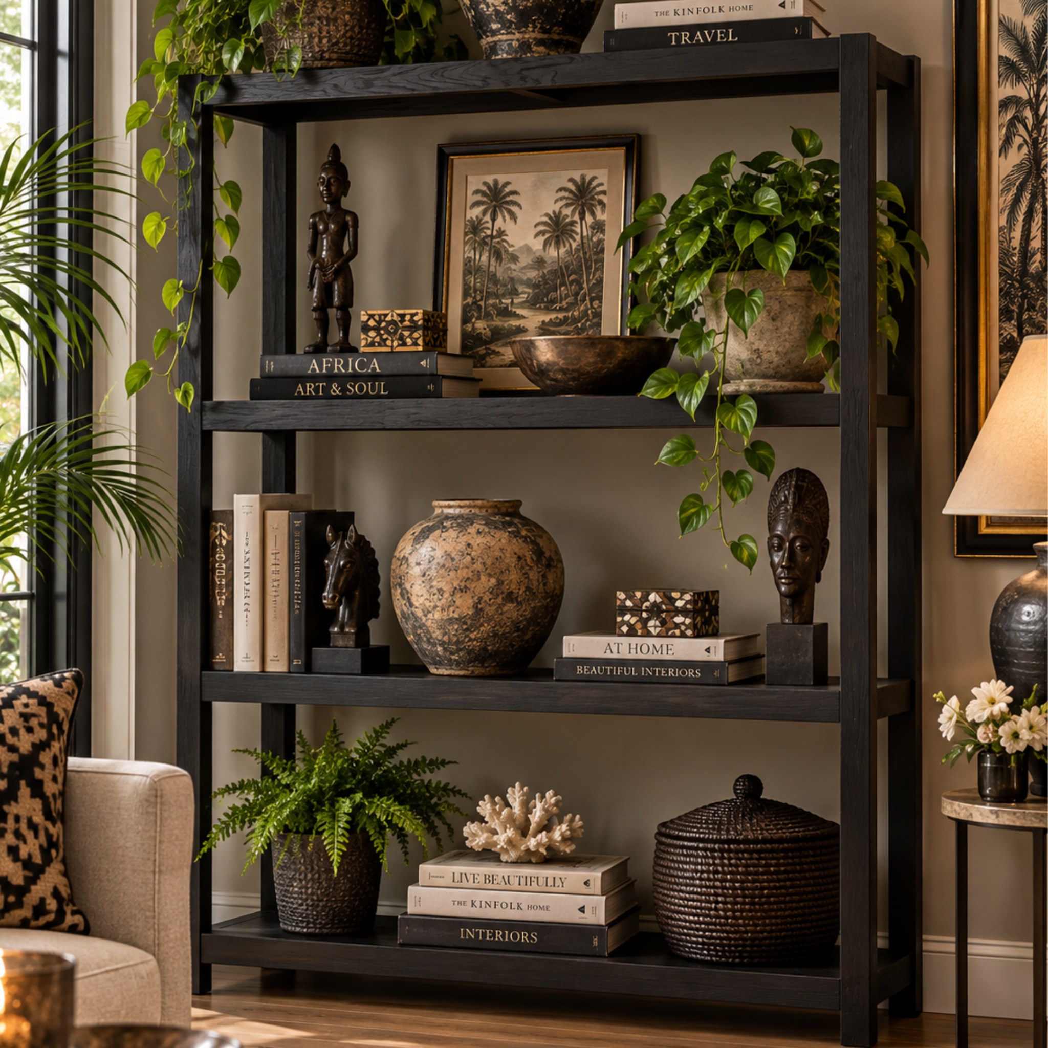 NEW ZEALAND TIMBER SHELF UNIT - BLACK
