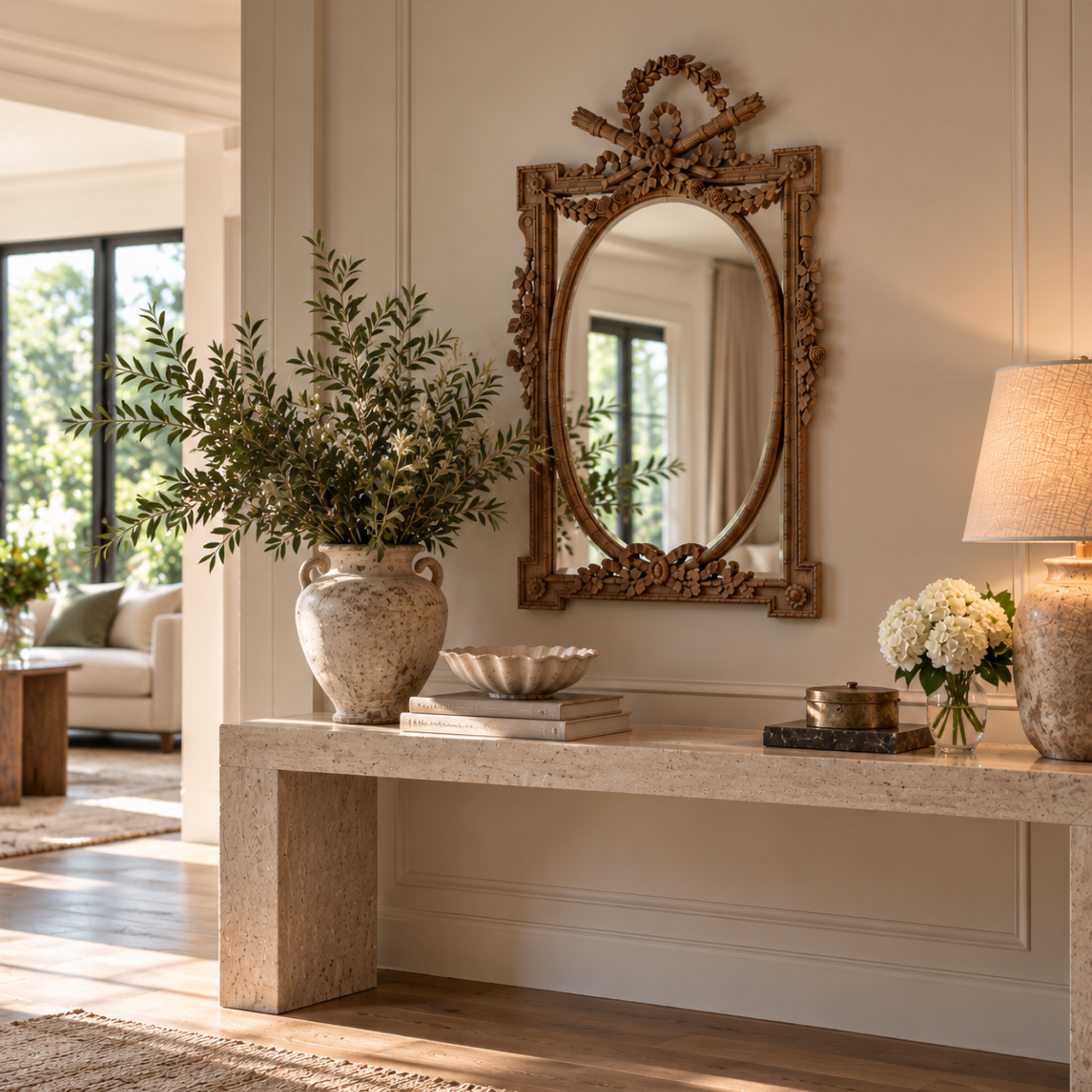 HAND CARVED MAHOGANY FRENCH COUNTRY MIRROR
